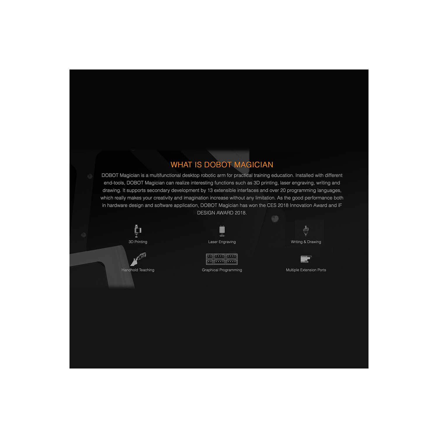 Dobot Magician – Basic Version, Multifunctional Desktop Robotic Arm - 3D Printing, Writing, Drawing & Extensible Interfaces