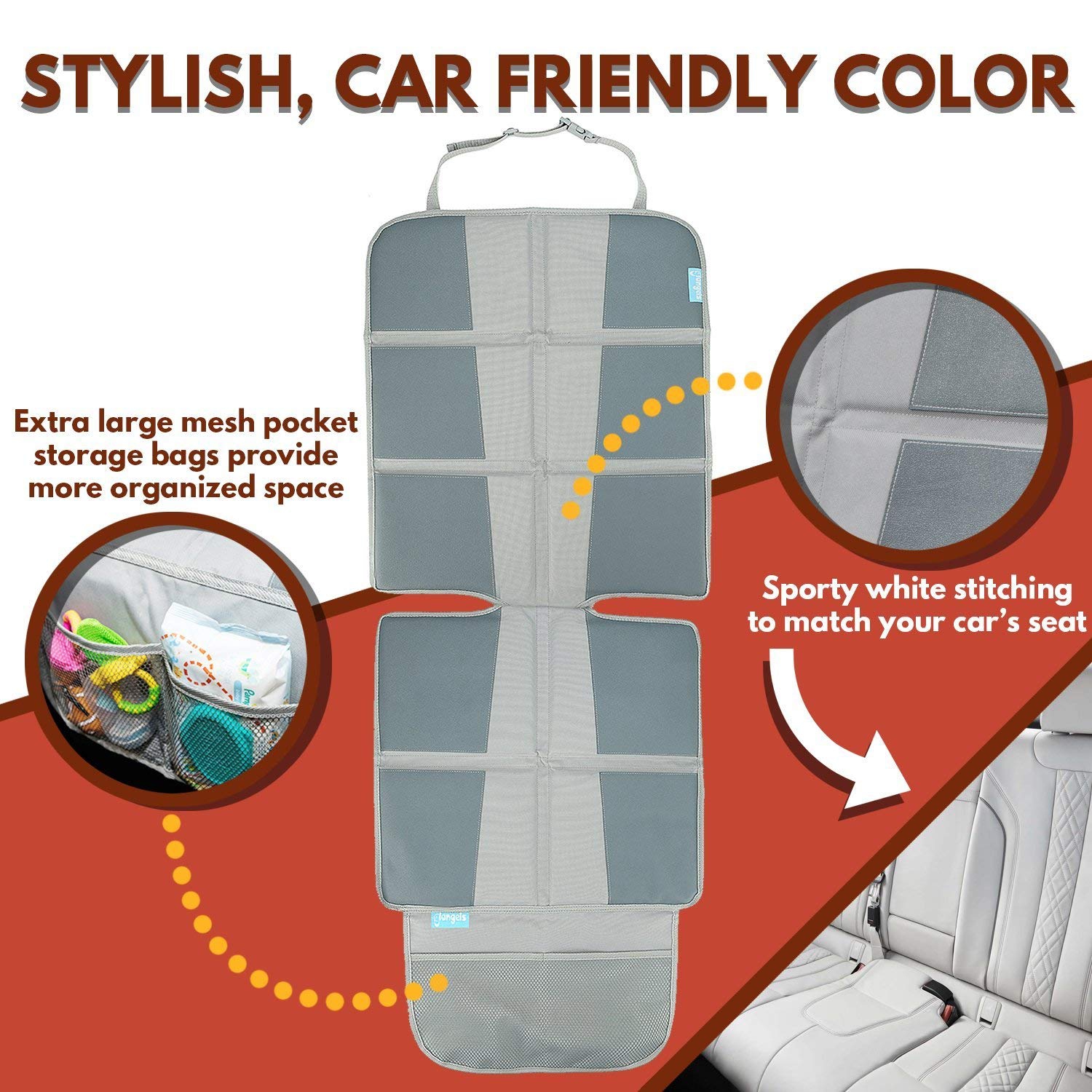 &nbsp;Organisateur pour siège arrière de voiture avec porte-tablette pour enfant – pochettes thermiques – utilisé comme protecteur pour le dossier de