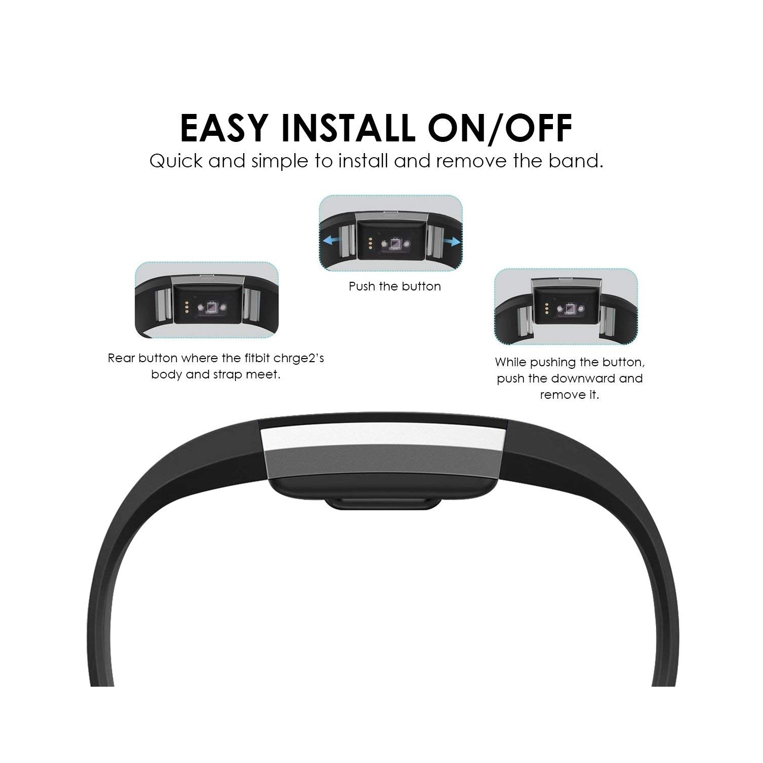 Bracelets pour charge 2 de Fitbit, bracelet sport souple en silicone TPUR pour charge 2 de Fitbit [PAQUET de 2][PETIT]