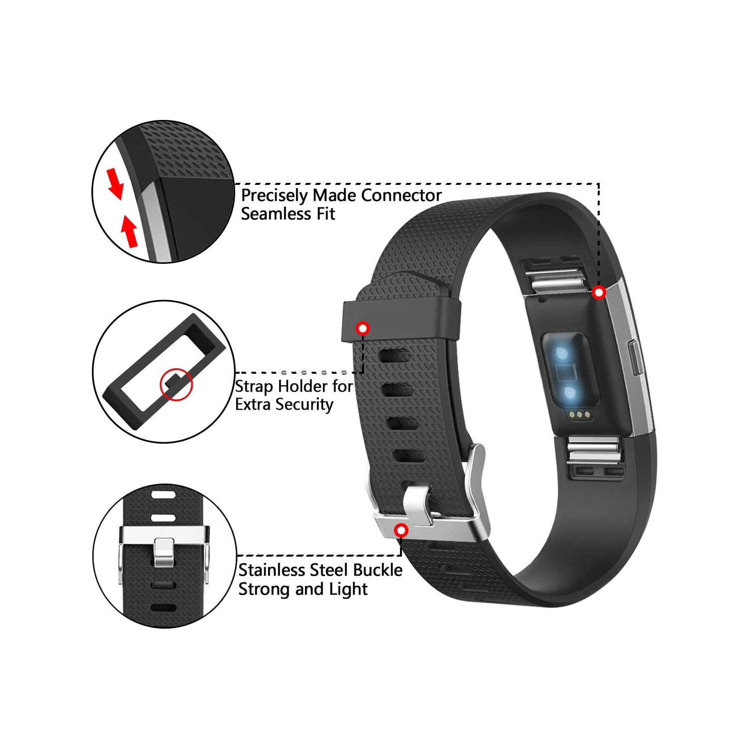 navor Replacement Compatible for Fitbit Charge 2 Bands, Adjustable Replacement Sport Strap Smartwatch Fitness Wristband