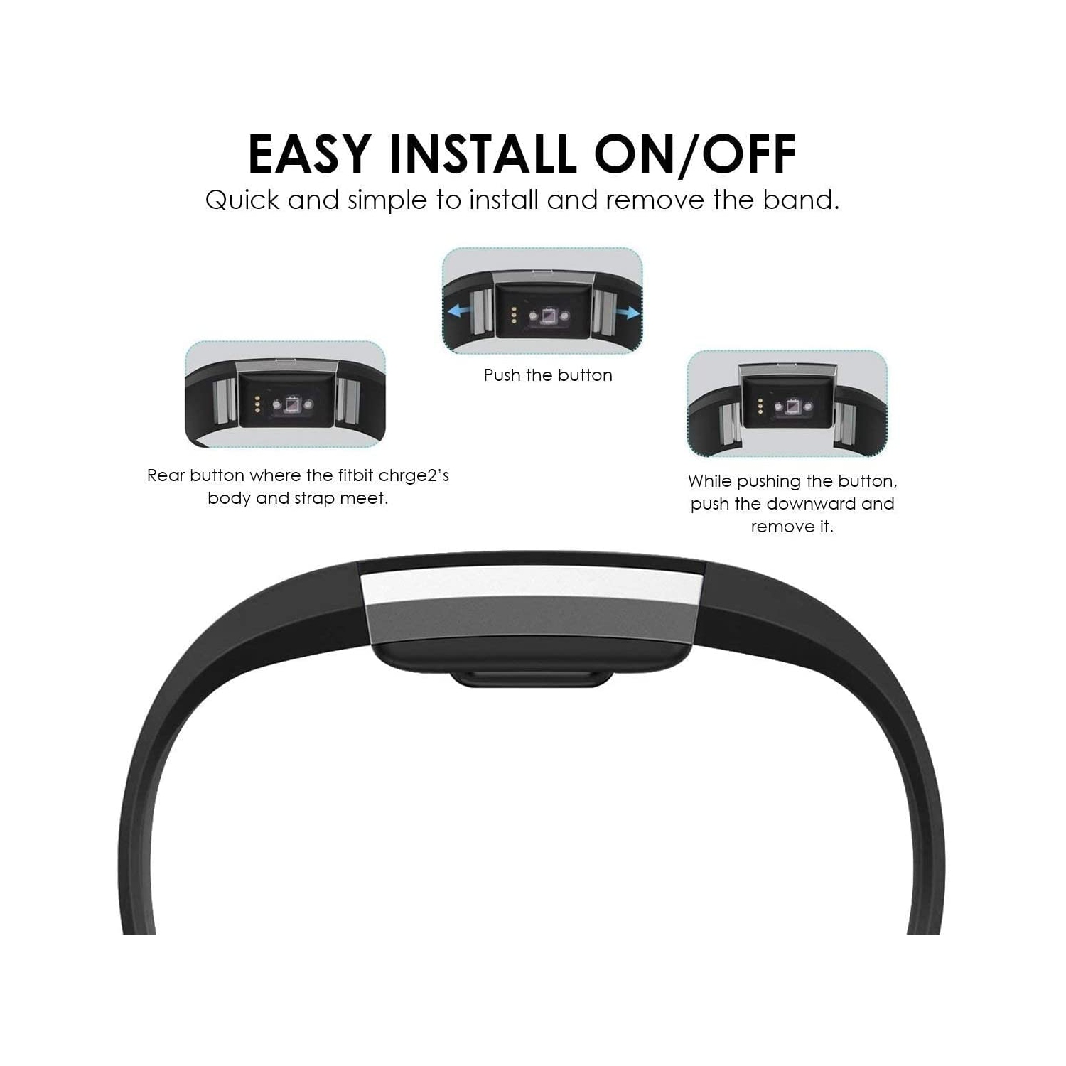 2 Pack Sport Band Compatible with Fitbit Charge 2 Bands, Adjustable Replacement Sport Strap Wristband for Fitbit Charge 2 Smartwatch Heart Rate