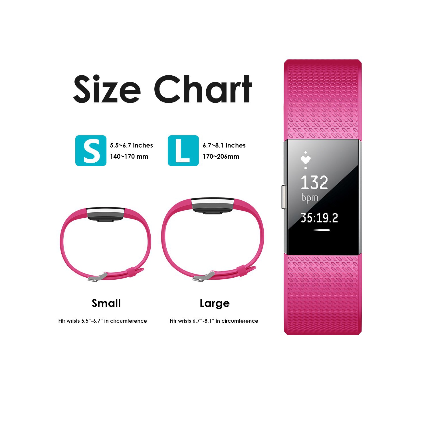 Fitbit Charge 2 Bands, Soft TPU Silicone Replacement Sport Band Fitness Strap for Fitbit Charge 2 Accessories [SMALL]