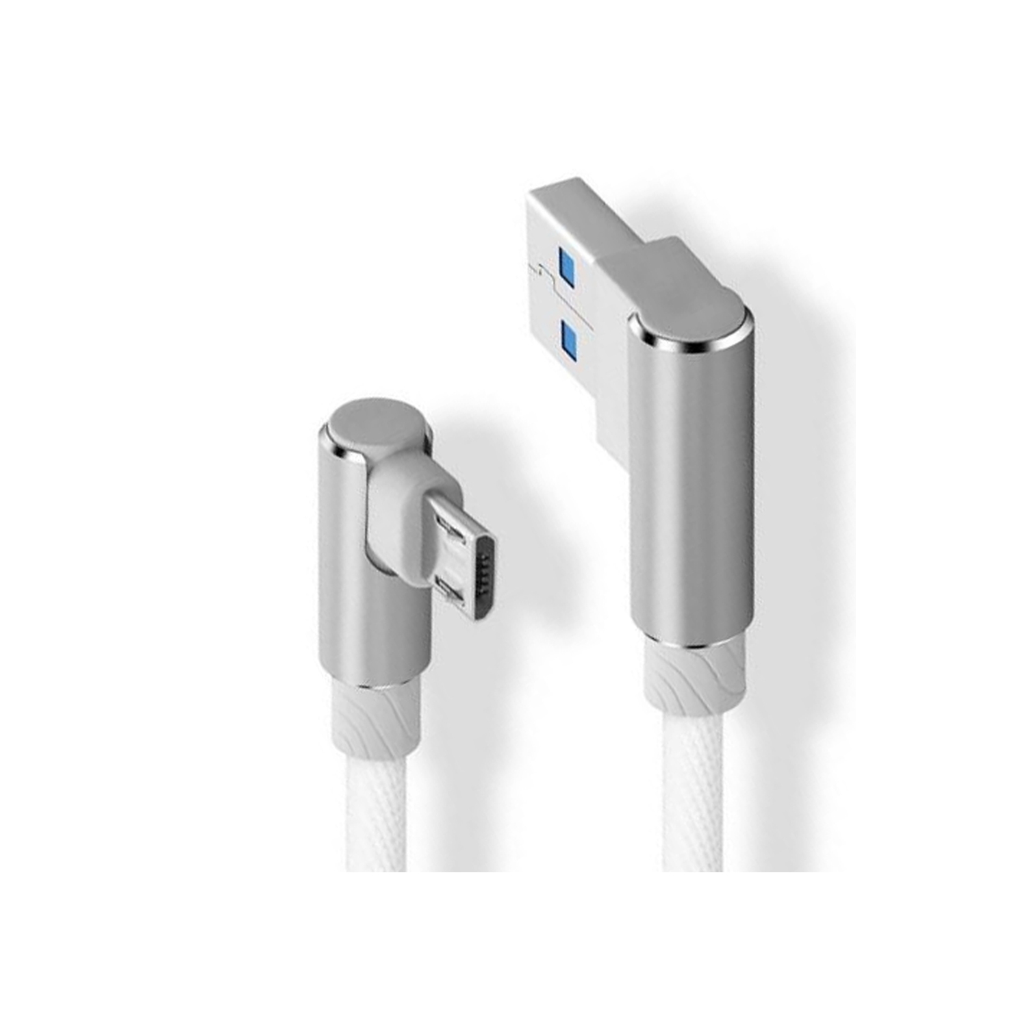 Câble USB tissé en nylon micro USB d’Exian avec angle de 90˚ 1M blanc