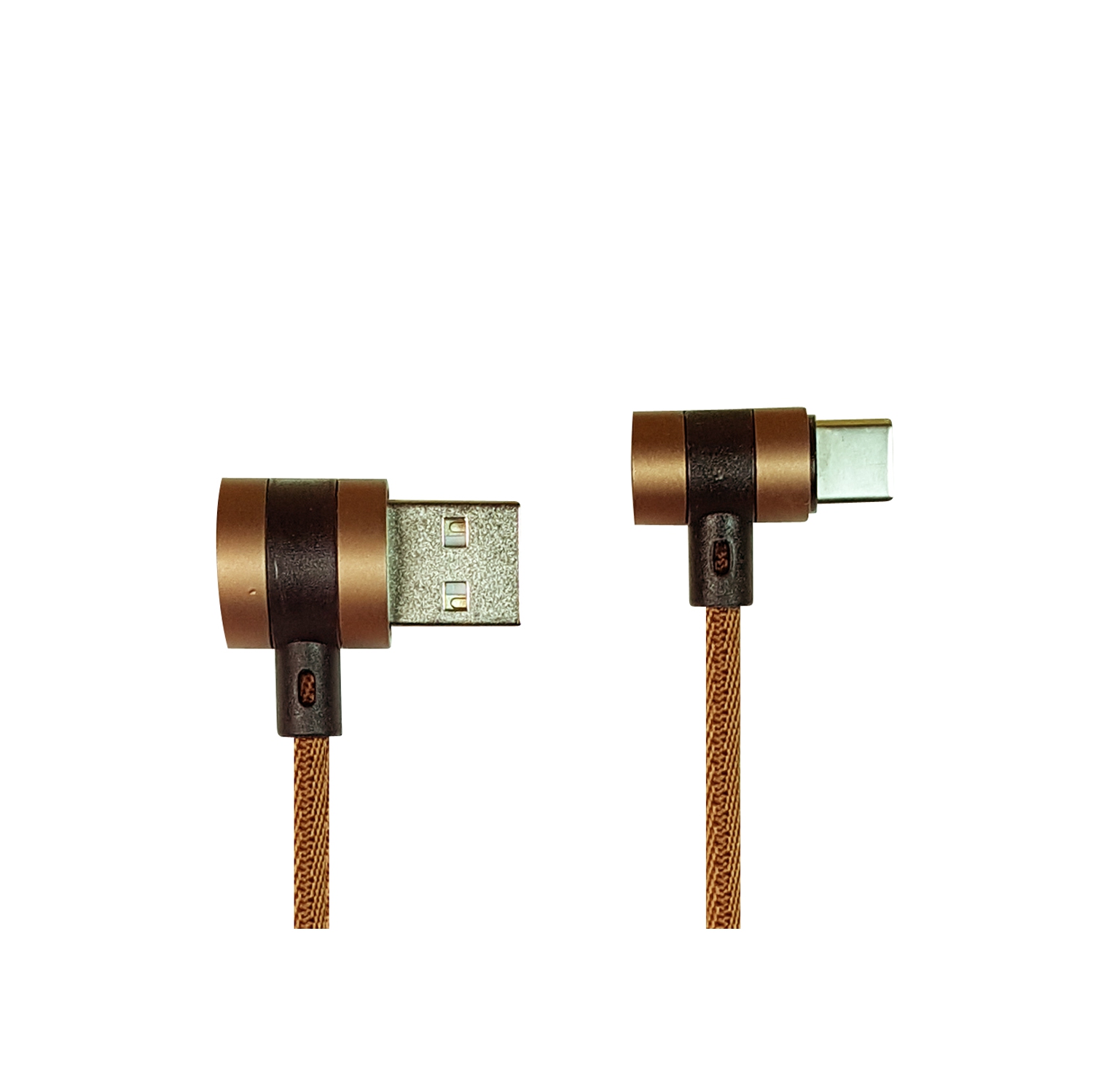 Câble USB tissé en nylon de type C d’Exian avec connecteur de 90˚ en bronze 1M