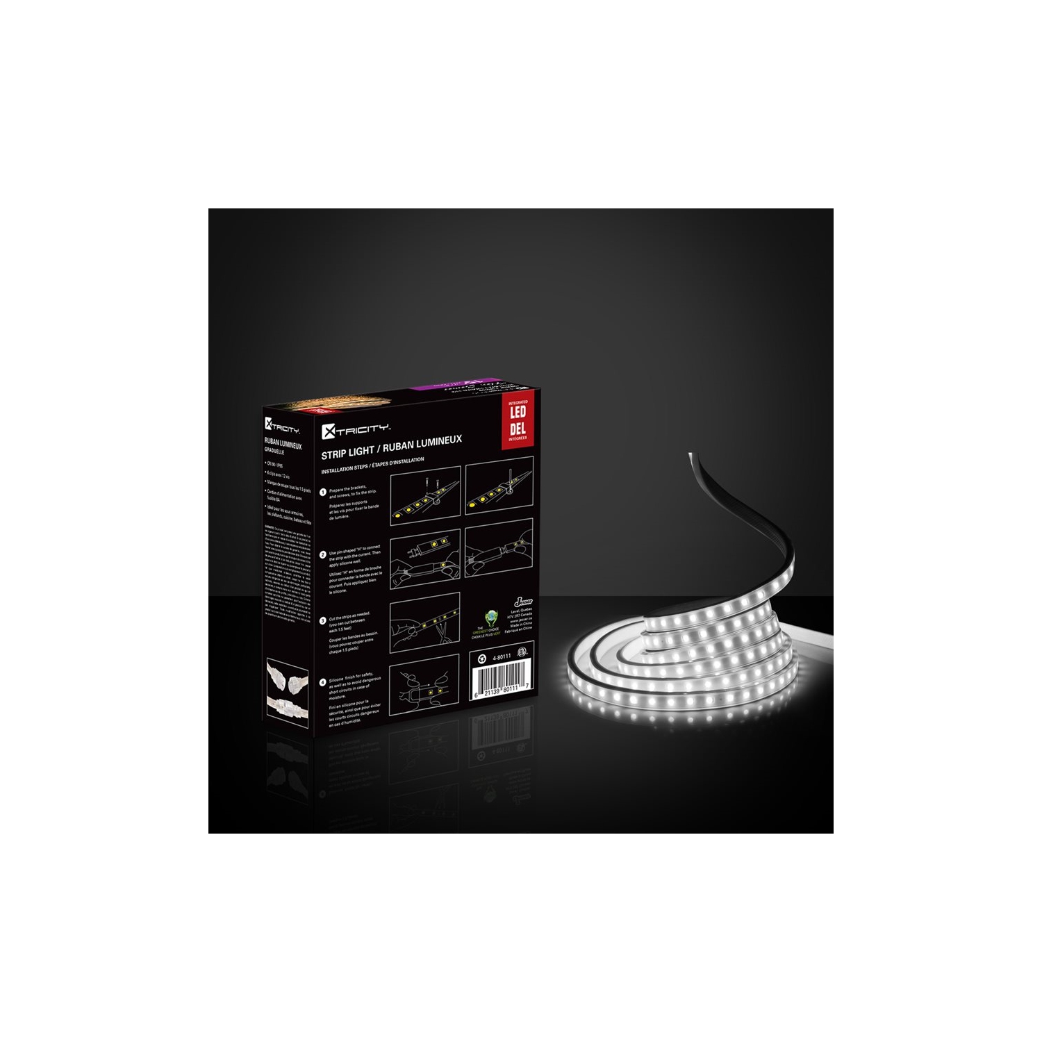 Bande à DEL flexible Xcentricité 15 pi/8 w - 3 po/120 v/5000 k/Blanc intérieur et extérieur