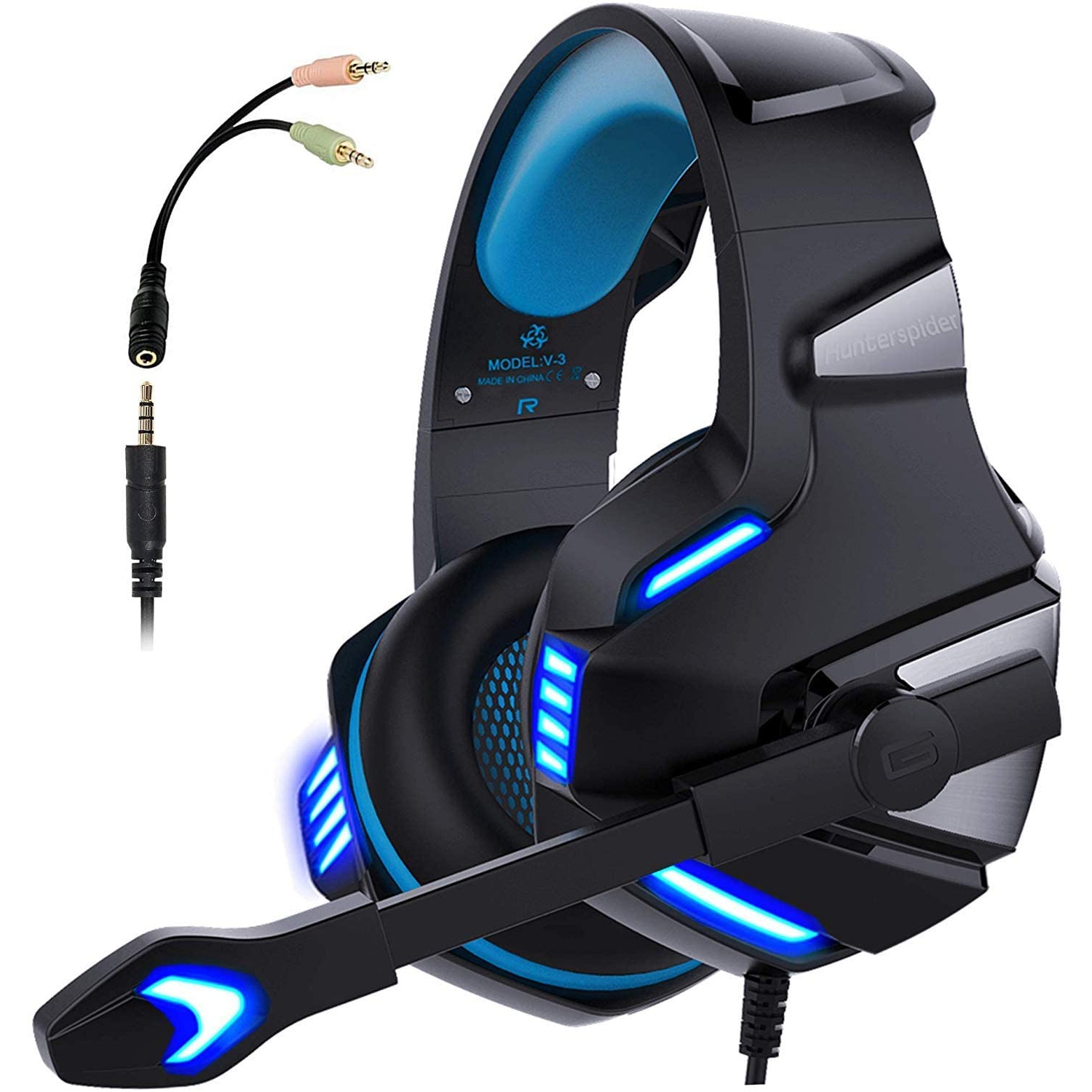 Gaming Headset for PS5 PS4 PC Xbox Series X, Noise Cancelling Over Ear Headphones with Mic, Bass Surround Gaming Headphones, Soft Memory Earmuffs, Computer Headphones