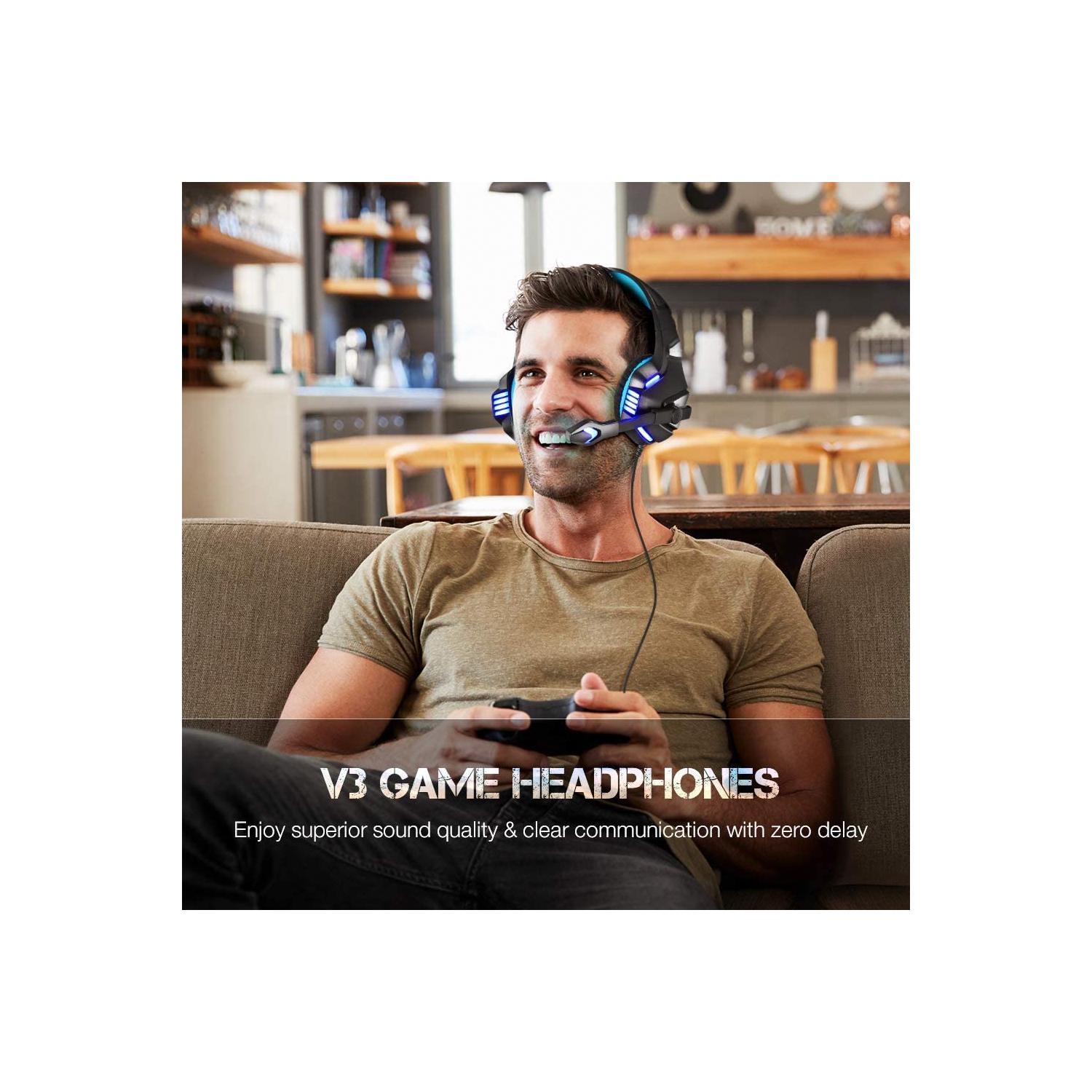 Casque d'écoute de jeu Navor pour PS5 PS4 Switch Xbox One, casque d'écoute de jeu tout-en-1 avec microphone stéréo ambiophonique réduction du bruit