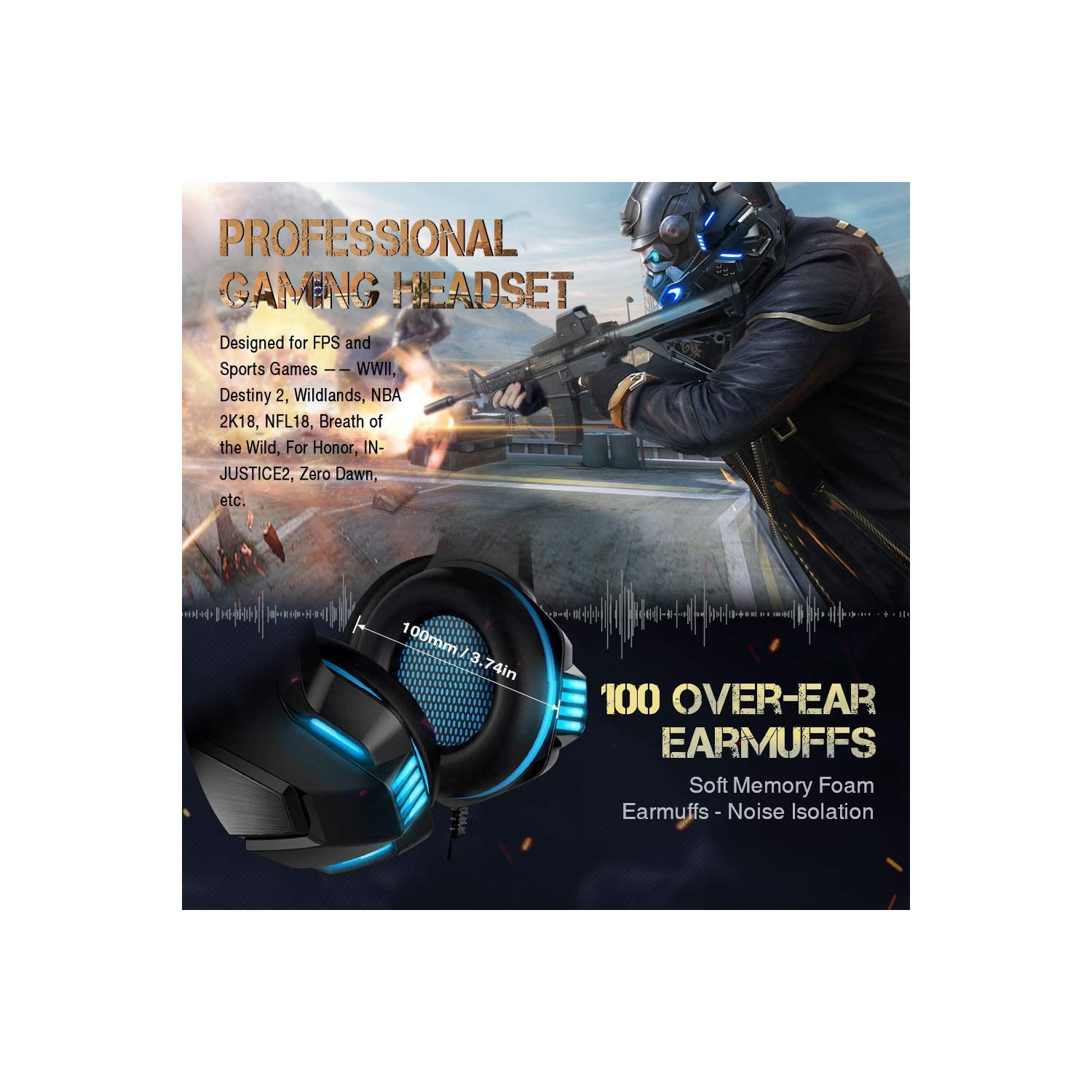 Casque d'écoute de jeu Navor pour PS5 PS4 Switch Xbox One, casque d'écoute de jeu tout-en-1 avec microphone stéréo ambiophonique réduction du bruit