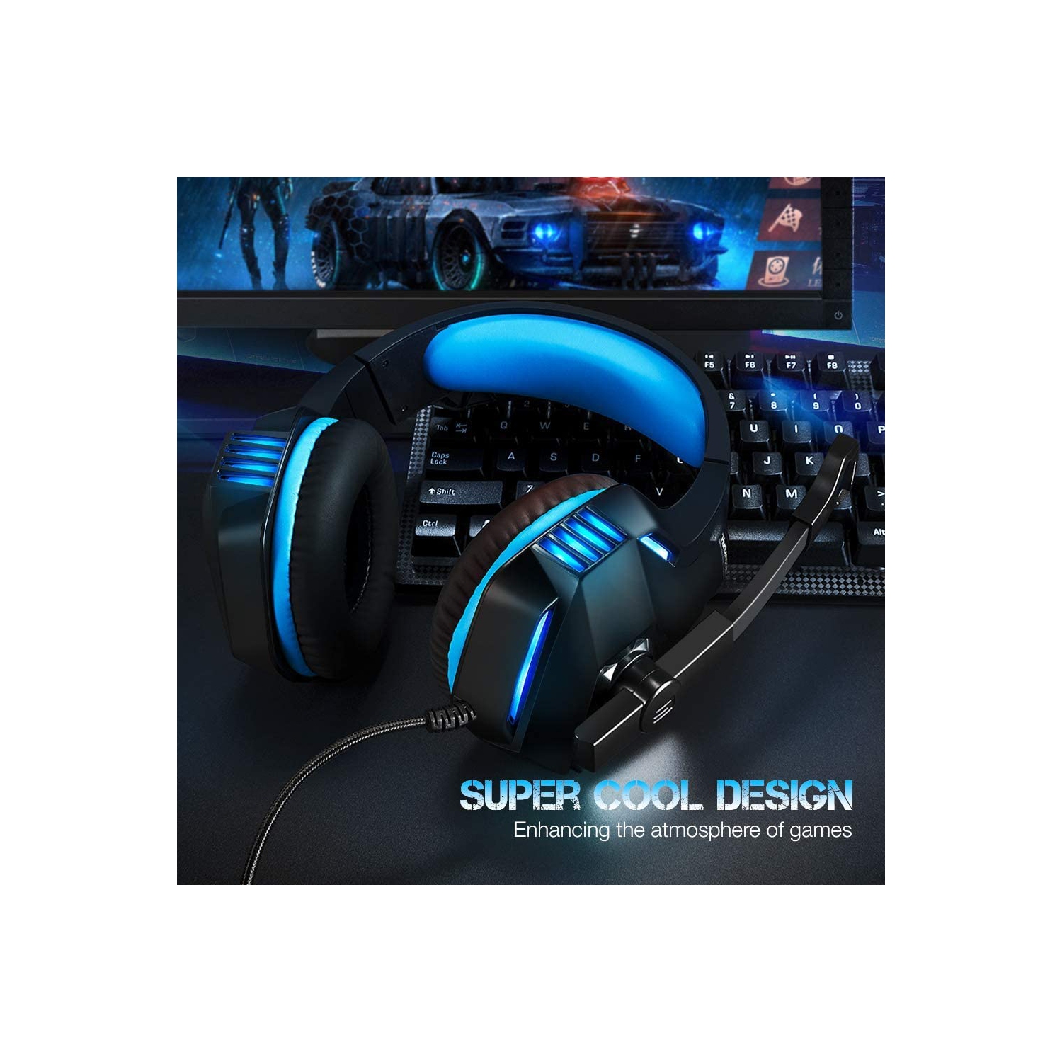 Casque d'écoute de jeu Navor pour PS5 PS4 Switch Xbox One, casque d'écoute de jeu tout-en-1 avec microphone stéréo ambiophonique réduction du bruit