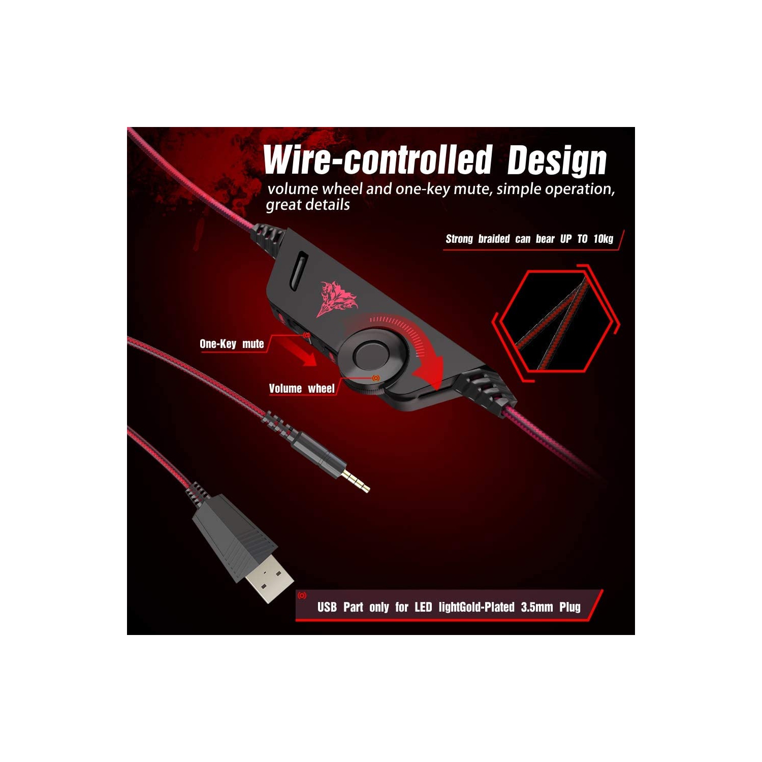 3.5mm Wired Gaming Headphone with Bass Stereo, Noise Isolation & Mic for PS4, XBox, PC, Apple