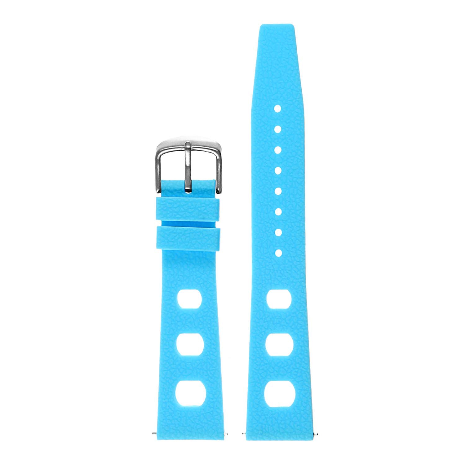 StrapsCo Bracelet de Montre de Plongée Rallye Style Vintage en Caoutchouc de Silicone - Barrette à Relâchement Rapide - 20mm Bleu Clair