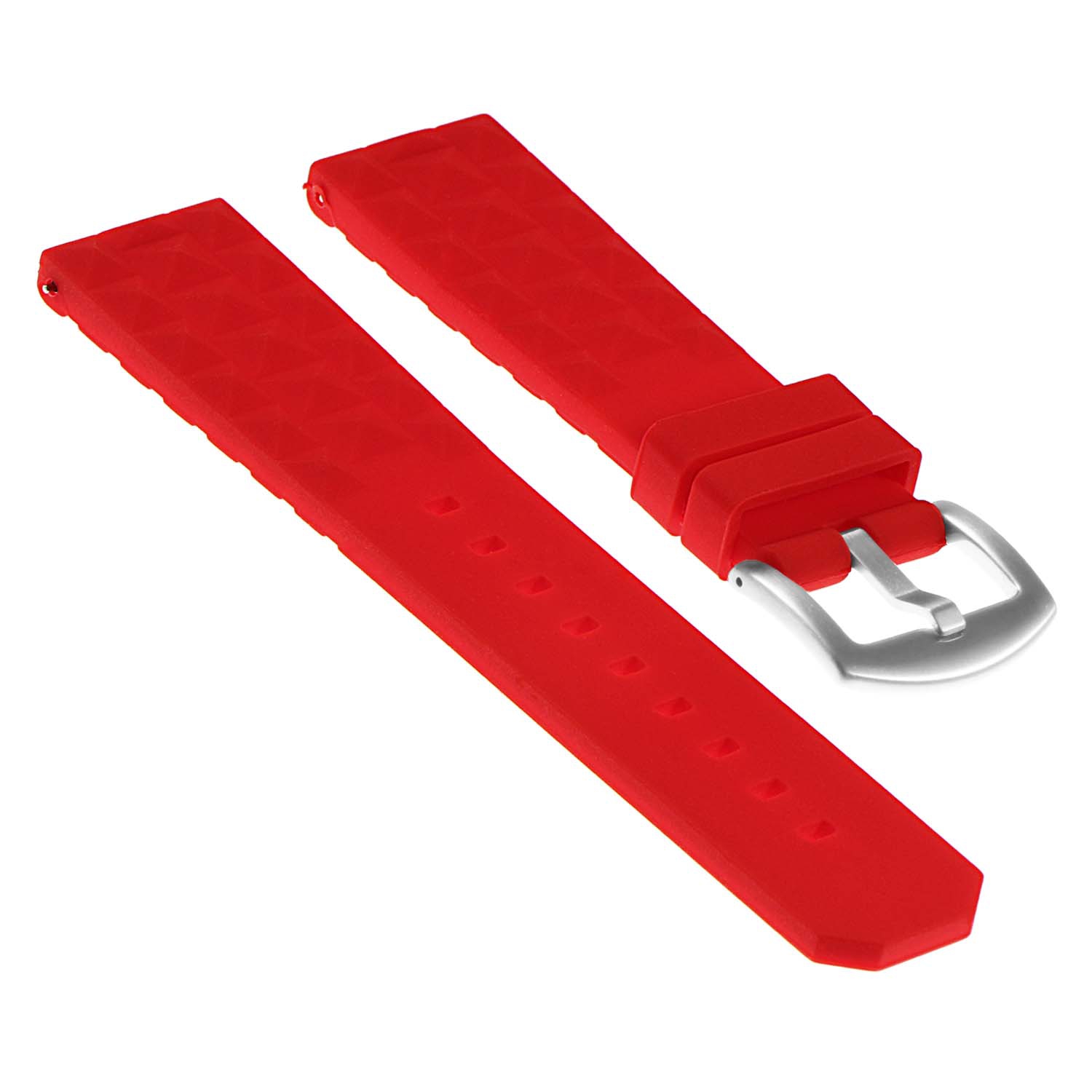 StrapsCo Vintage Dive Style Silicone Rubber Rally Watch Band - Quick Release Strap - 22mm Red