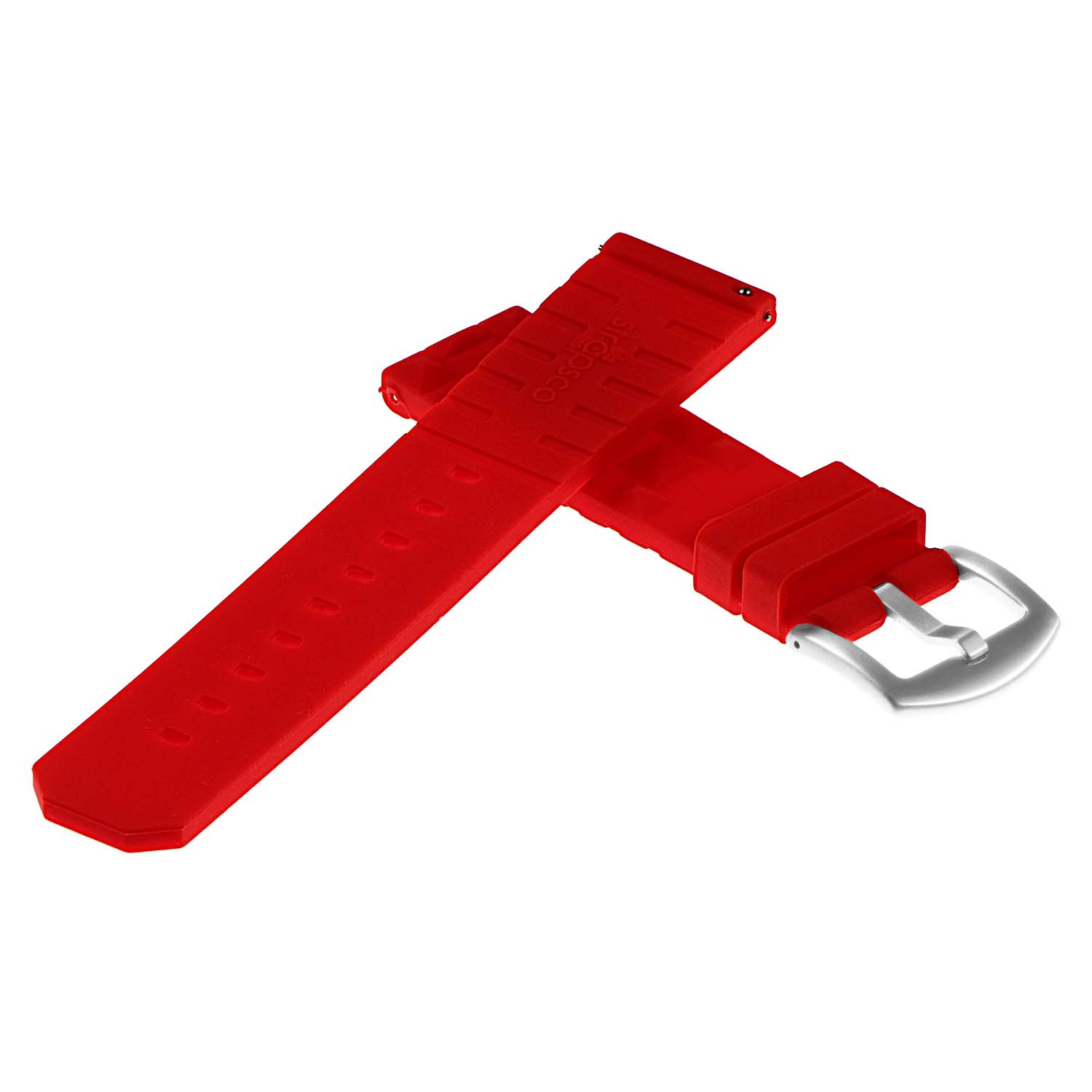 StrapsCo Vintage Dive Style Silicone Rubber Rally Watch Band - Quick Release Strap - 22mm Red