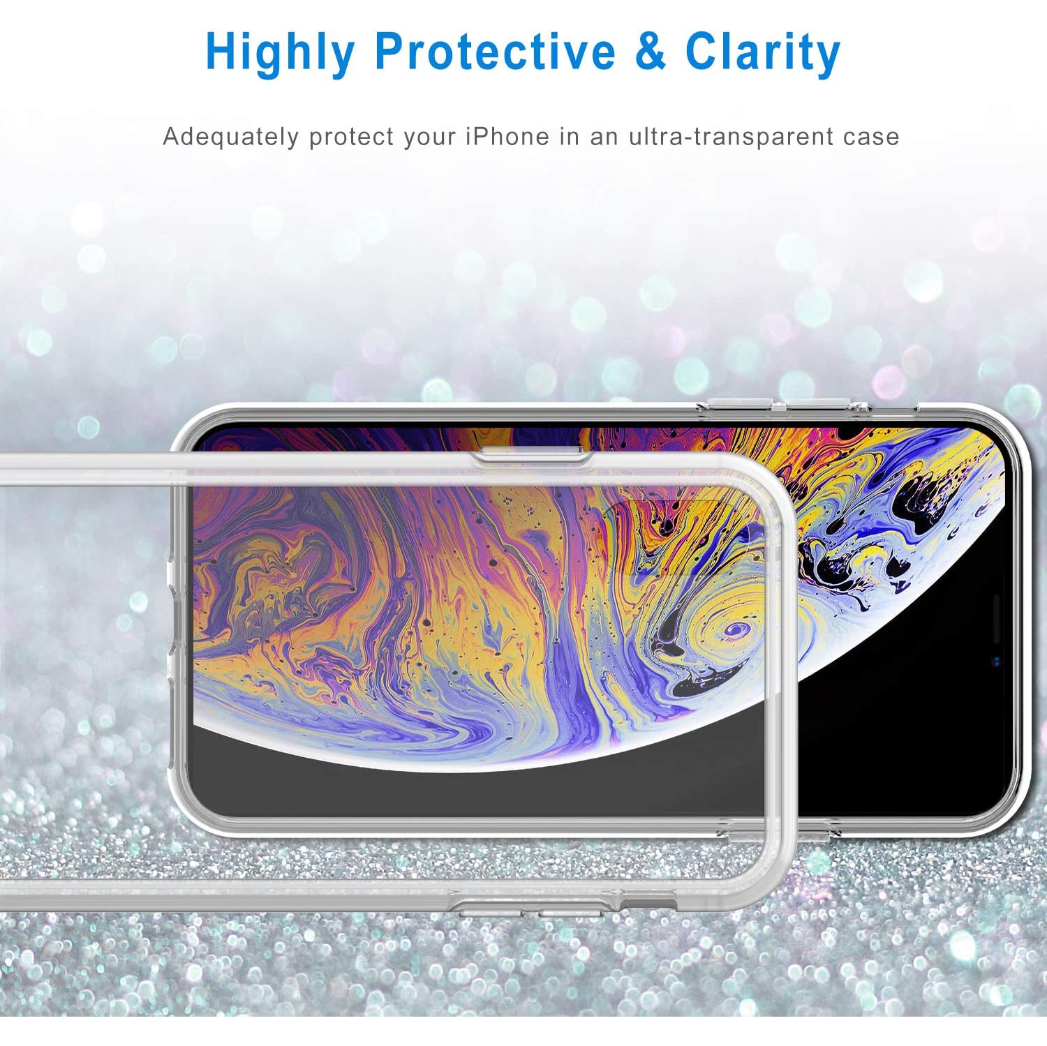 Case for iPhone Xs Max 6.5-Inch, Non-Yellowing Shockproof Phone Bumper Cover, Anti-Scratch Clear Back