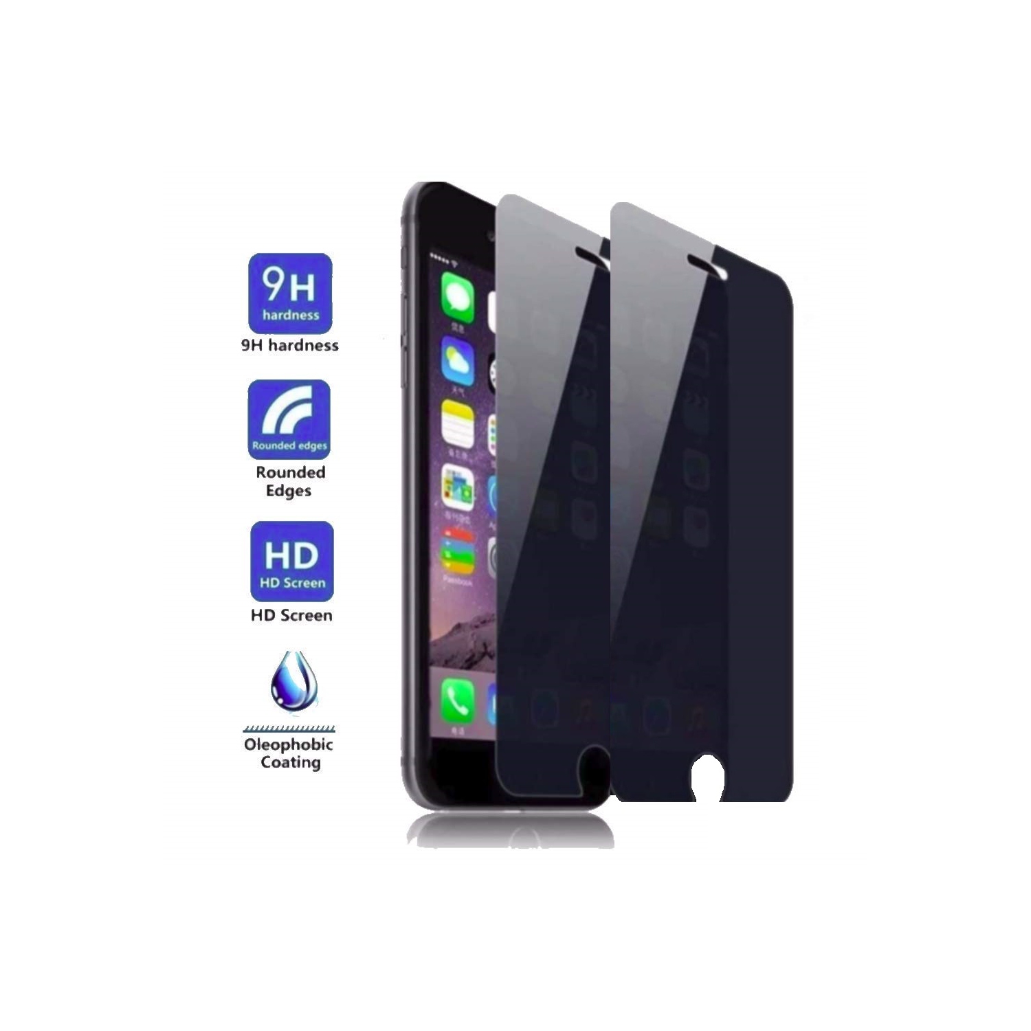 HYFAI Privacy Anti-Spy Tempered Glass Screen Protector For Apple iPhone 6/7/8 (2 Pack)