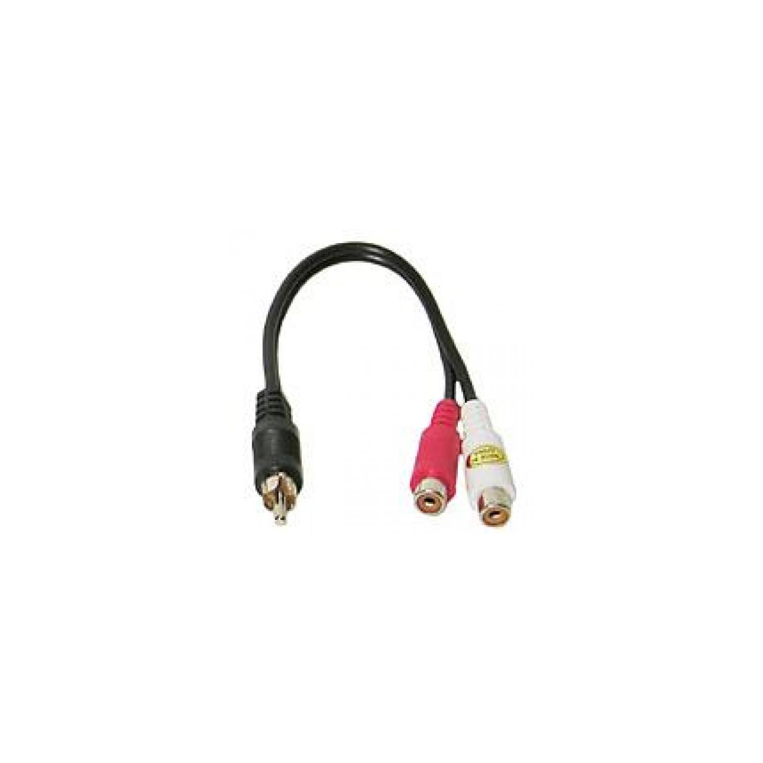 6" 1 RCA Male to 2 RCA Female Y-Splitter Cable - TechCraft