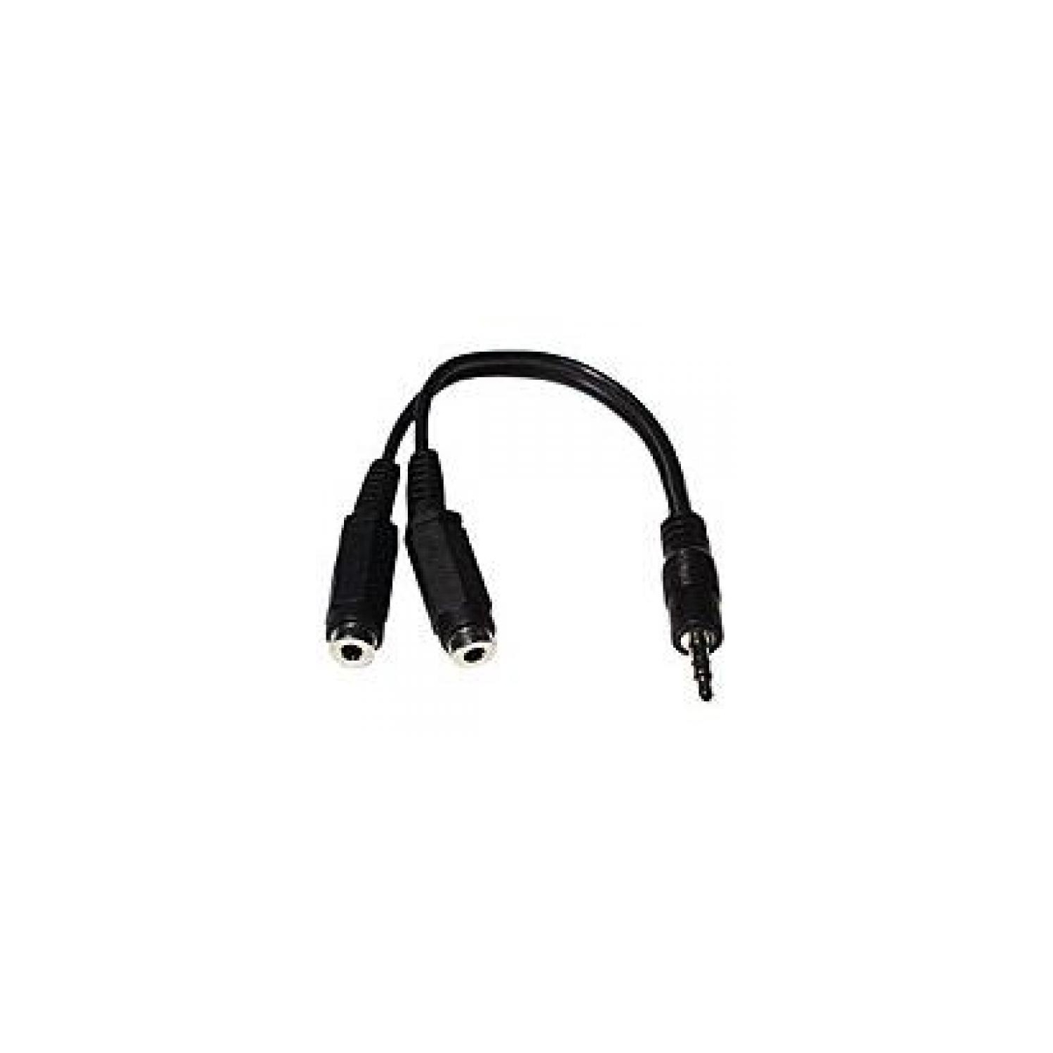 6" Stereo Y Splitter Cable - 3.5mm Male to 3.5mm Y Female/Female - TechCraft