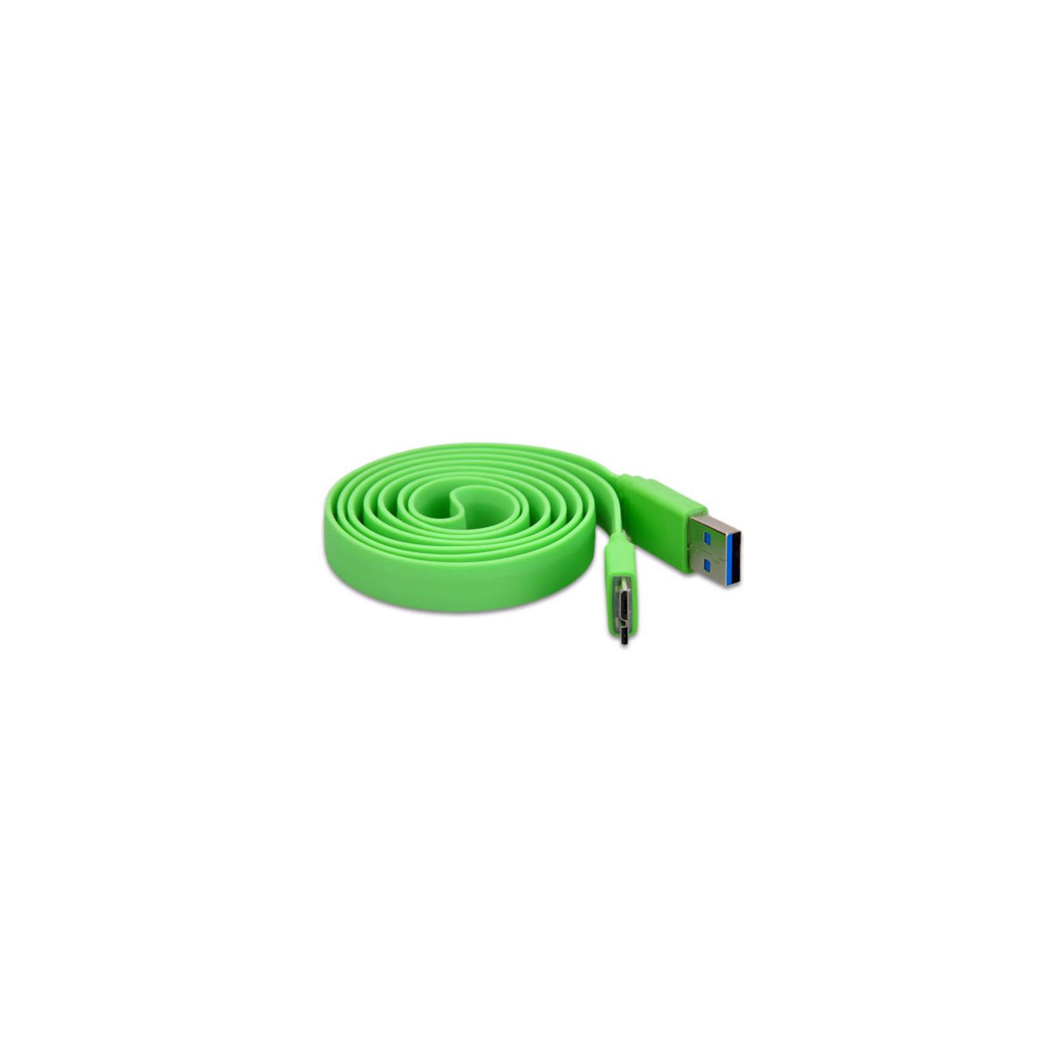 3' Flat USB 3.0 A to USB 3.0 Micro B Cable - TechCraft - Green