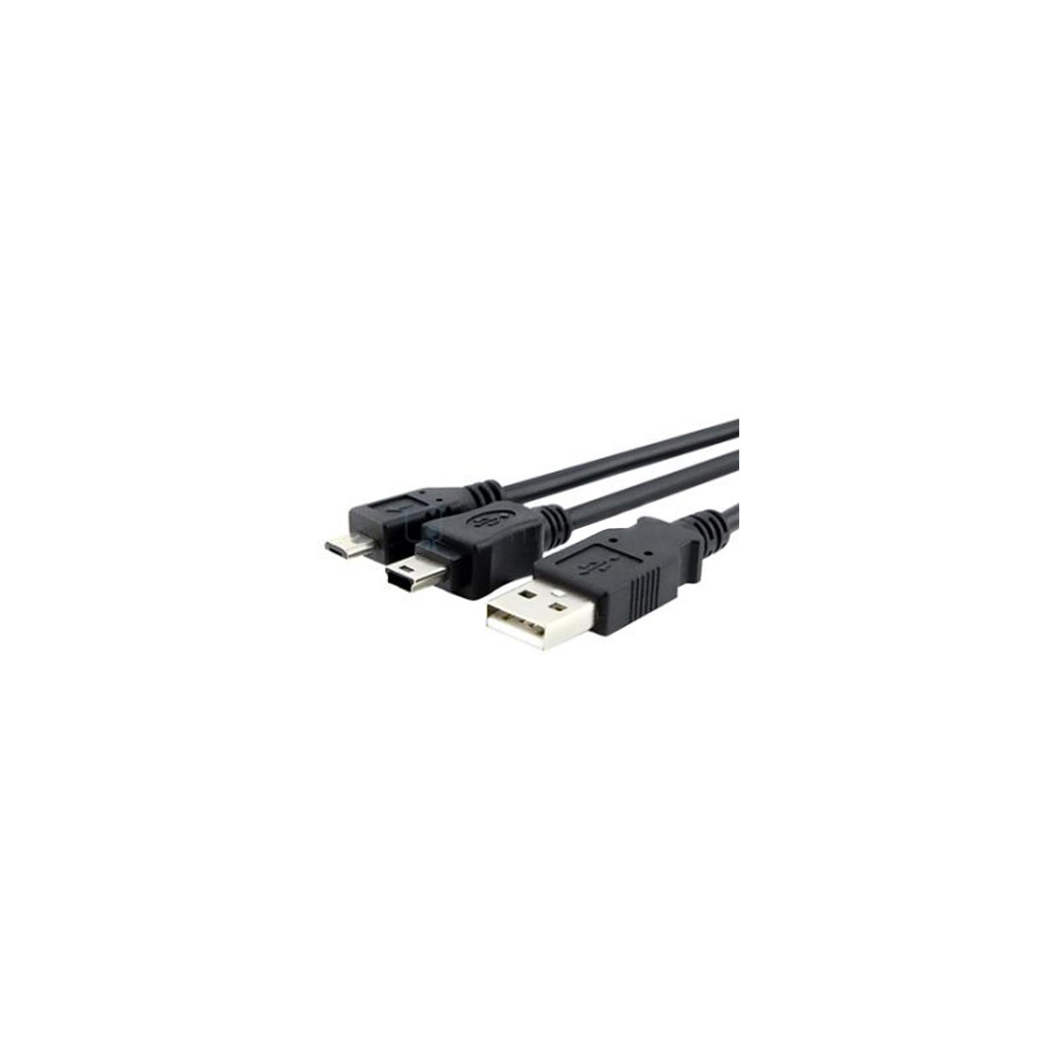 6' USB 2.0 A Male to Micro USB B & Mini USB B Male Cable - TechCraft