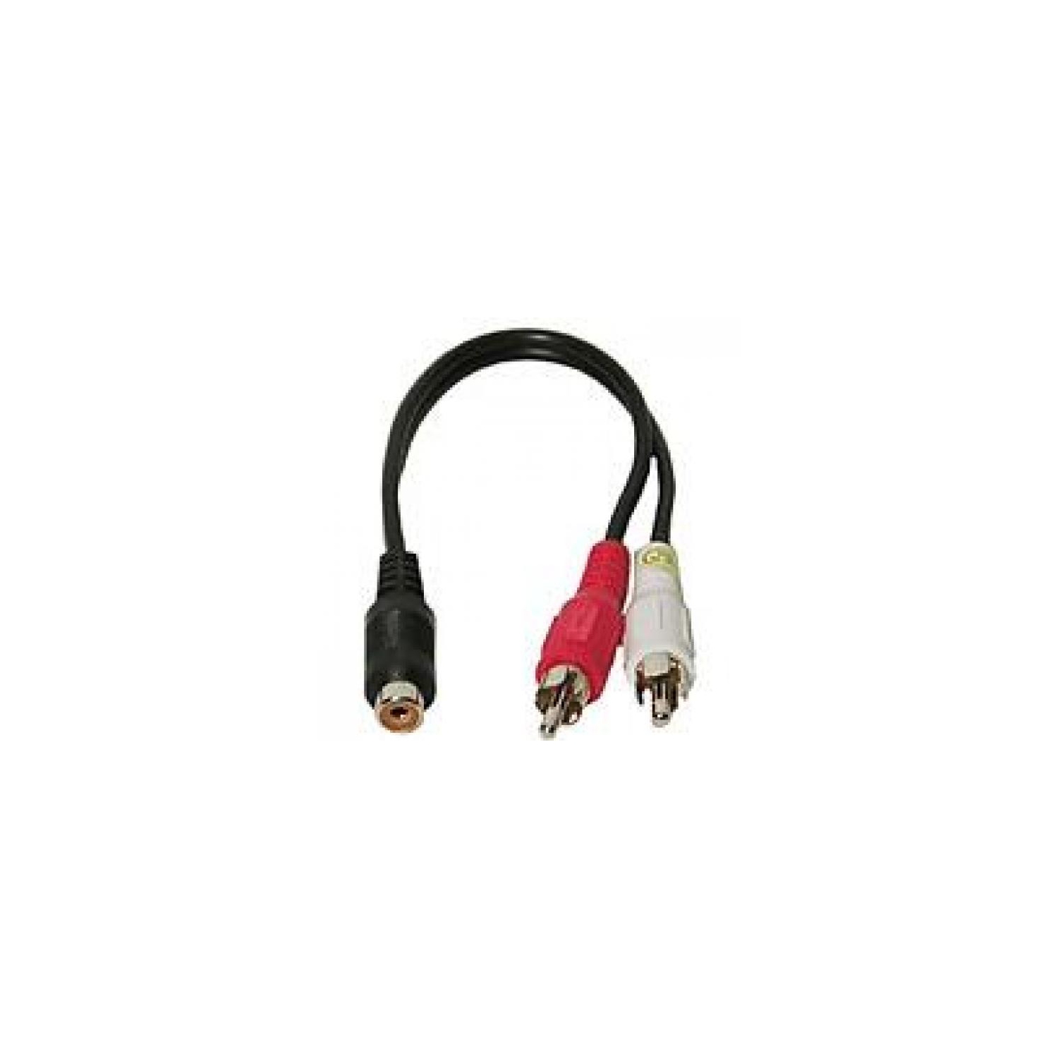 6" 1 RCA Female to 2 RCA Male Y-Splitter Cable - TechCraft