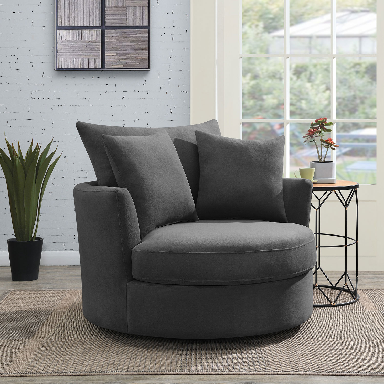 luca velvet swivel accent cuddle chair