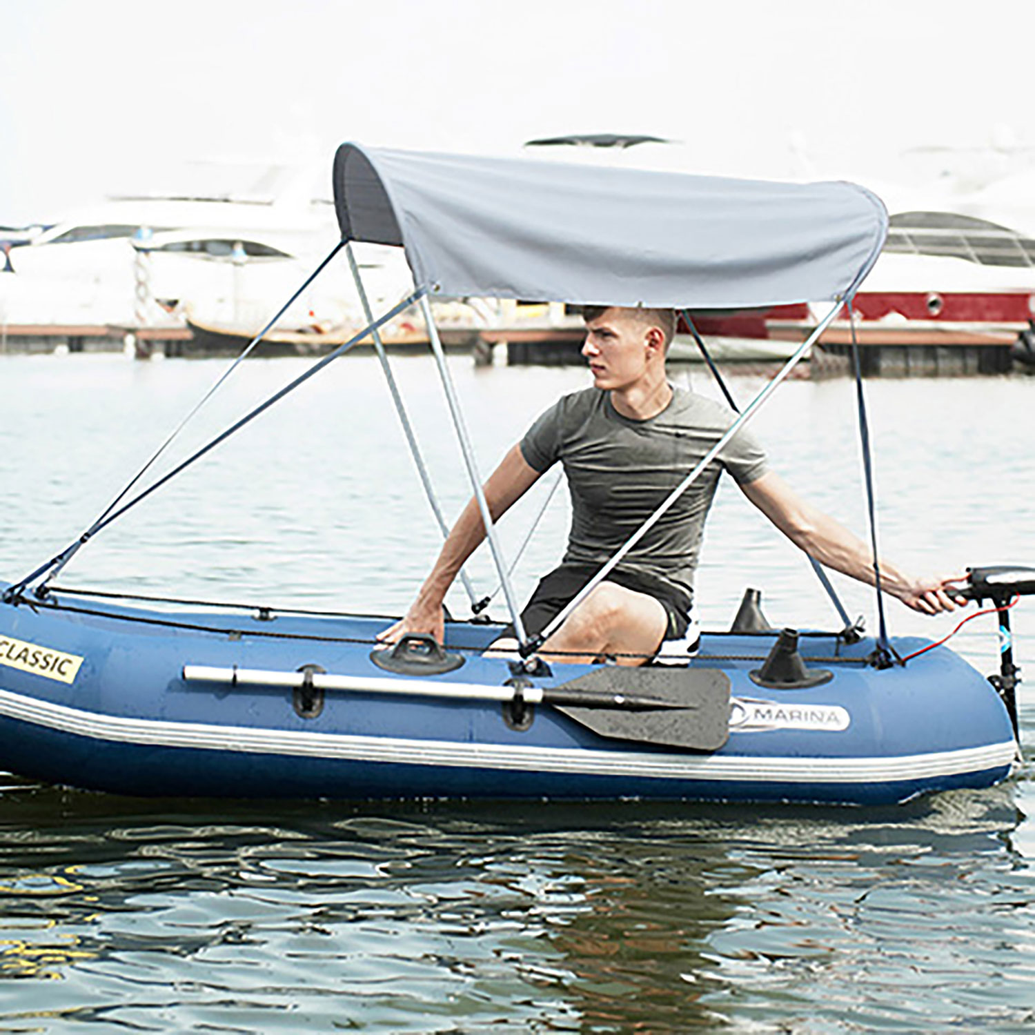 Buy Aqua Marina Classic Sports Inflatable Fishing Boat with Engine Motor  Mount 9ft 10in online at