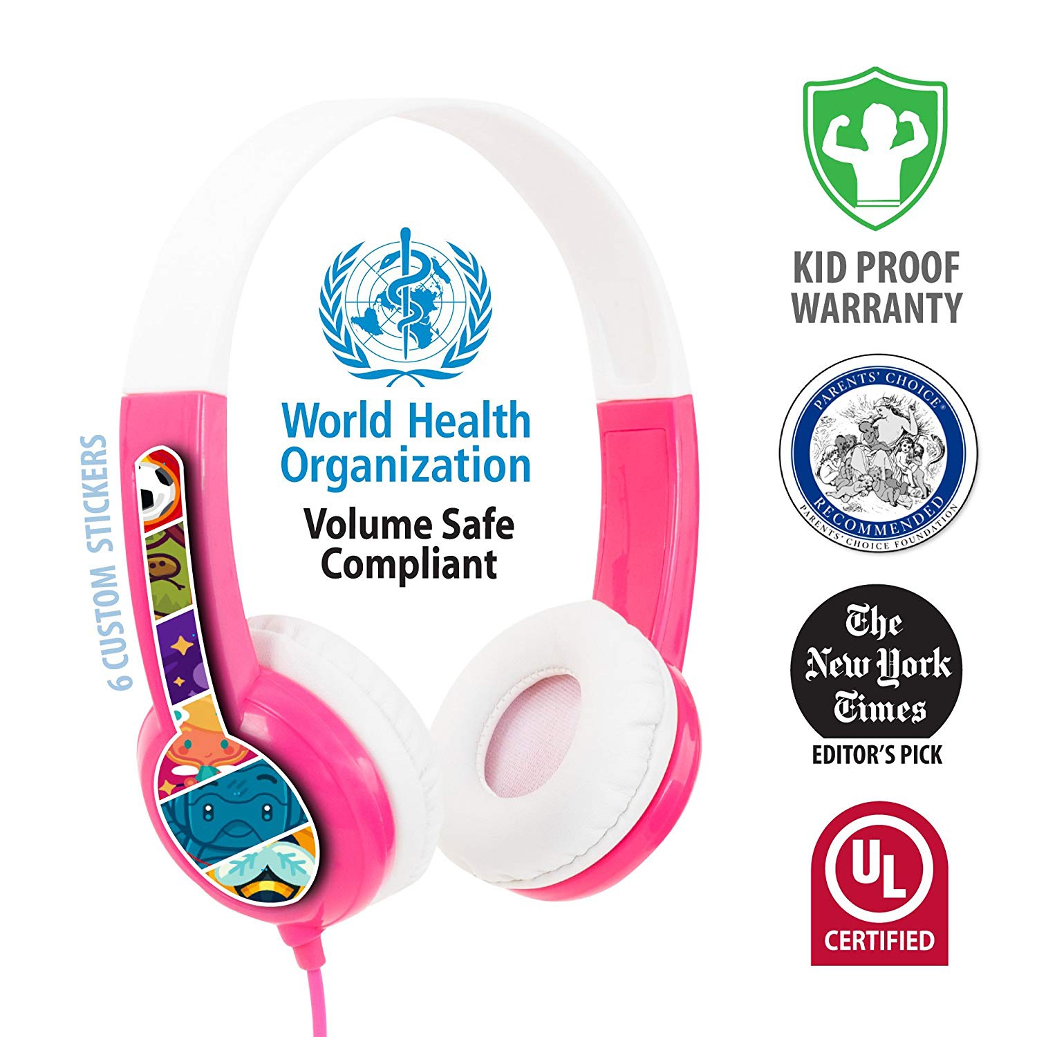 Volume Limiting Kids Headphones | Durable; Comfortable & Customizable | Built in Headphone Splitter