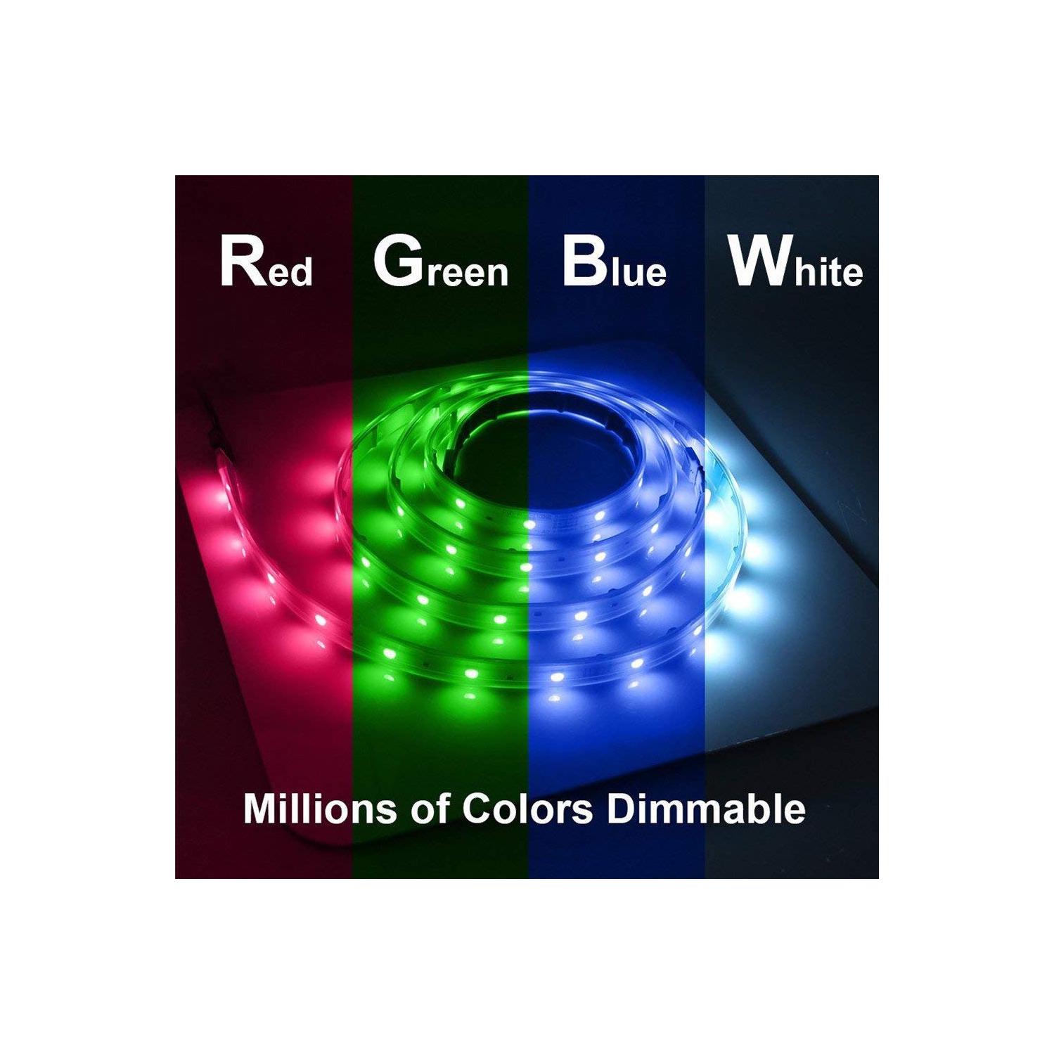 Bande lumineuse intelligente DEL, bande de rétroéclairage flexible Wi-Fi, intensité réglable, 16 millions de couleurs, 16,4 PI, compatible avec