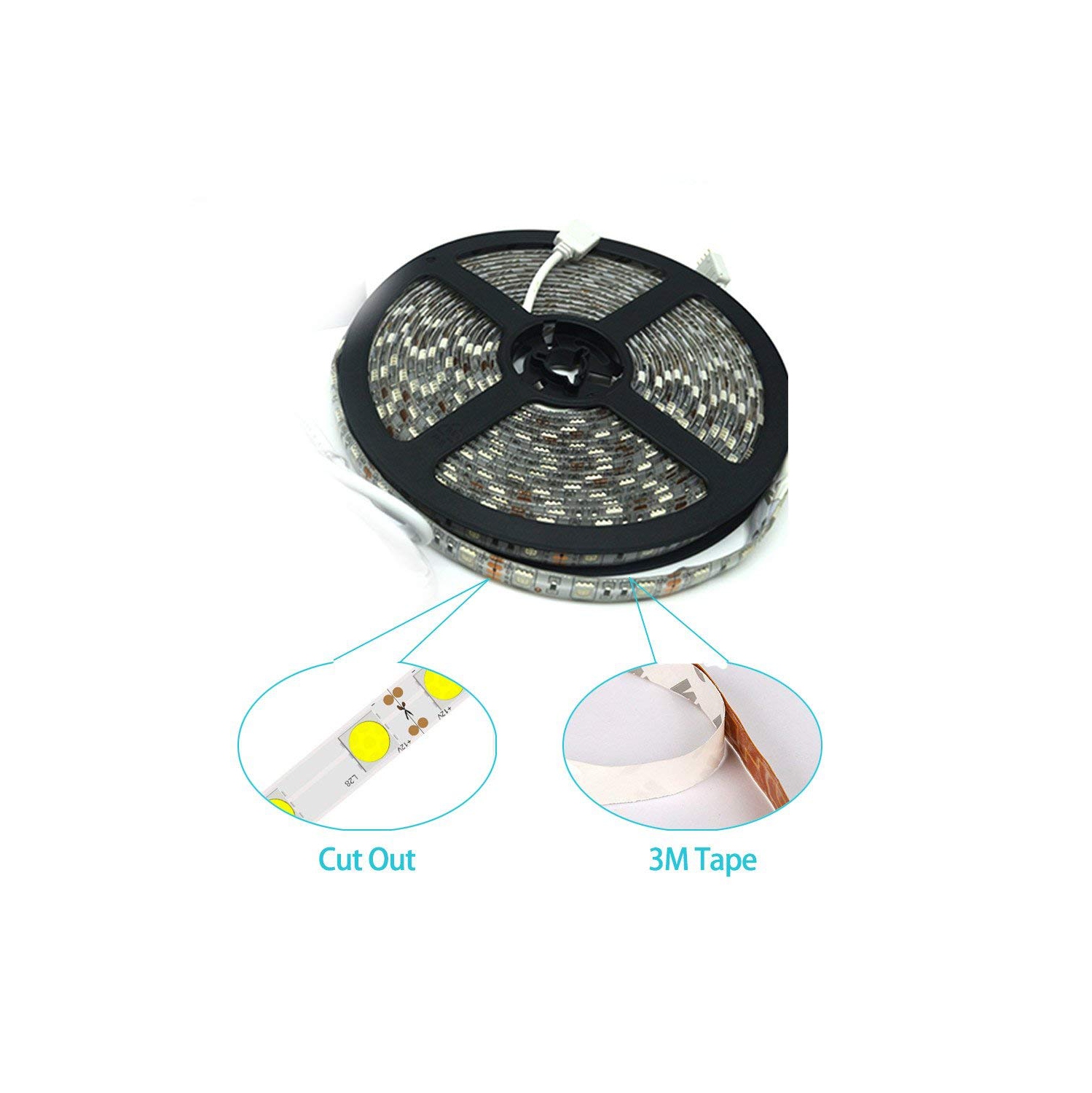 Bande lumineuse intelligente DEL, bande de rétroéclairage flexible Wi-Fi, intensité réglable, 16 millions de couleurs, 16,4 PI, compatible avec