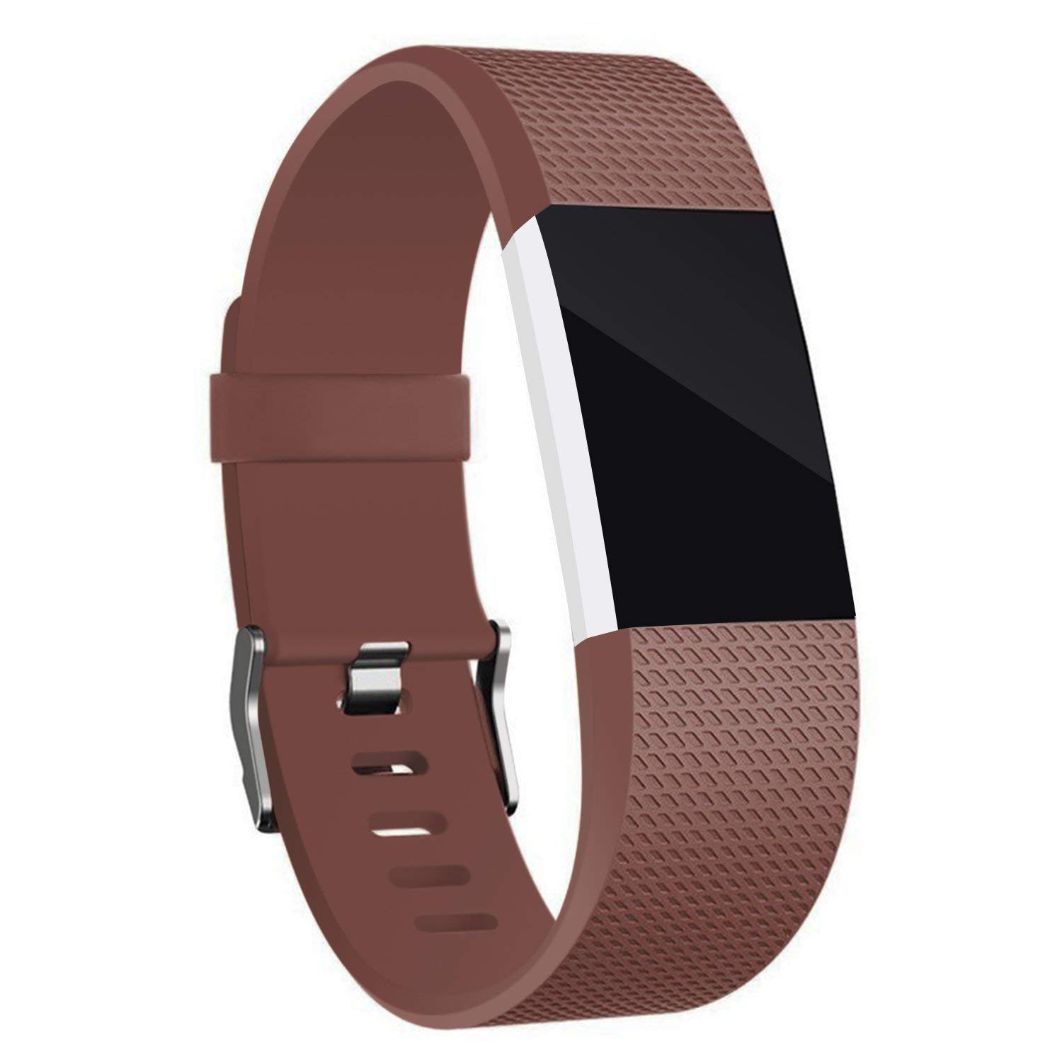 Compatible Fitbit Charge 2 Bands, Classic Bracelet Adjustable Wristband TPU Strap Sport Watch Band Metal Clasp, Large