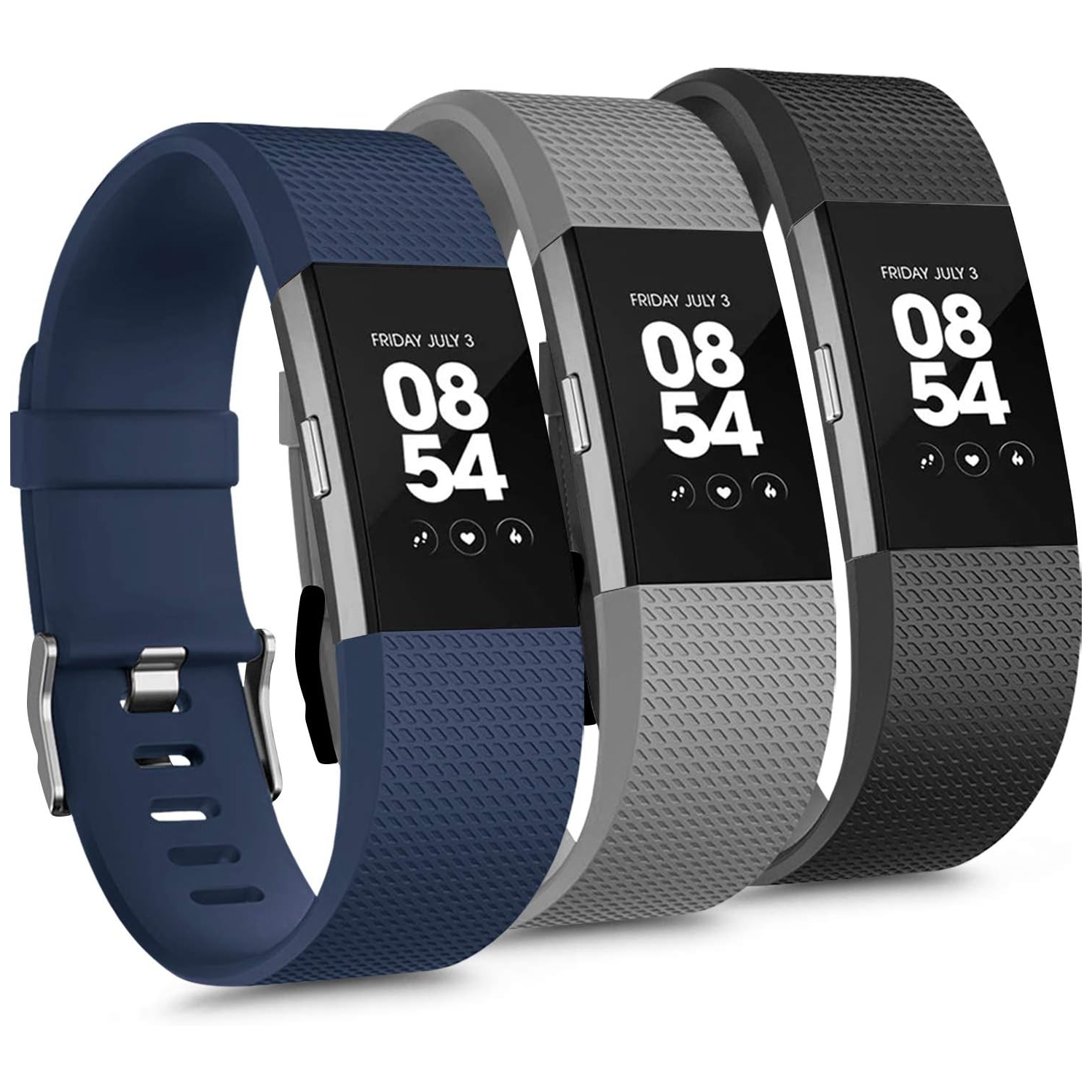 navor Bands Compatible for Fitbit Charge 2 Bands, Adjustable Accessory Soft Silicone Sport Wristband for Women Men