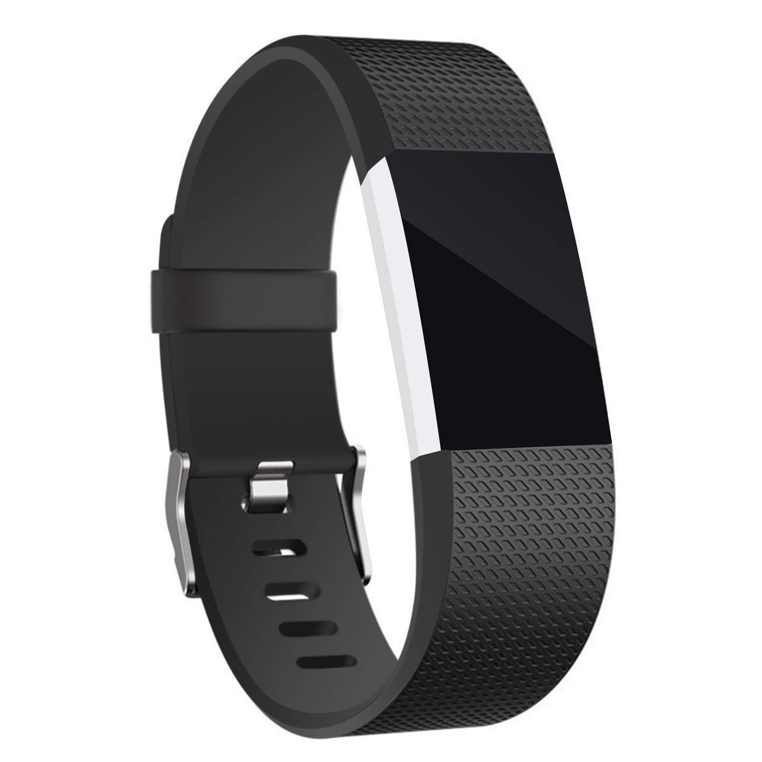 Compatible Fitbit Charge 2 Bands, Classic Bracelet Adjustable Wristband TPU Strap Sport Watch Band Metal Clasp, Large