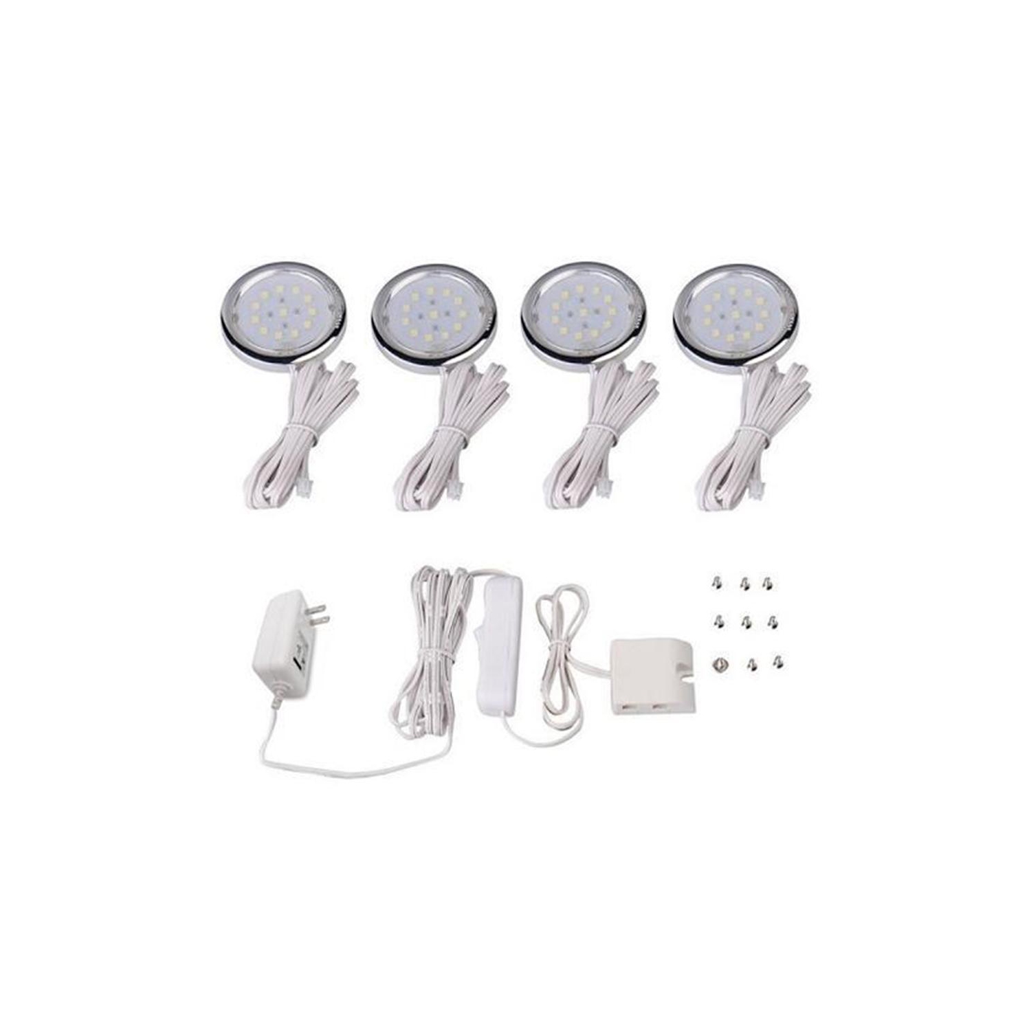 GlobalTone Complete Set Of LED Lights Under Cabinets Warm White 4 Pucks 4X 1W