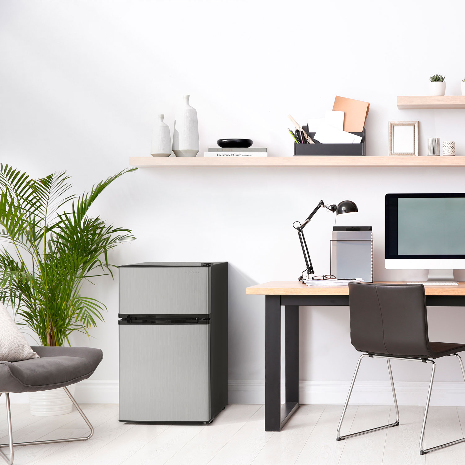 Insignia 3.0 Cu. Ft. Bar Fridge w/Top Freezer - Grey/Black - Only at Best Buy