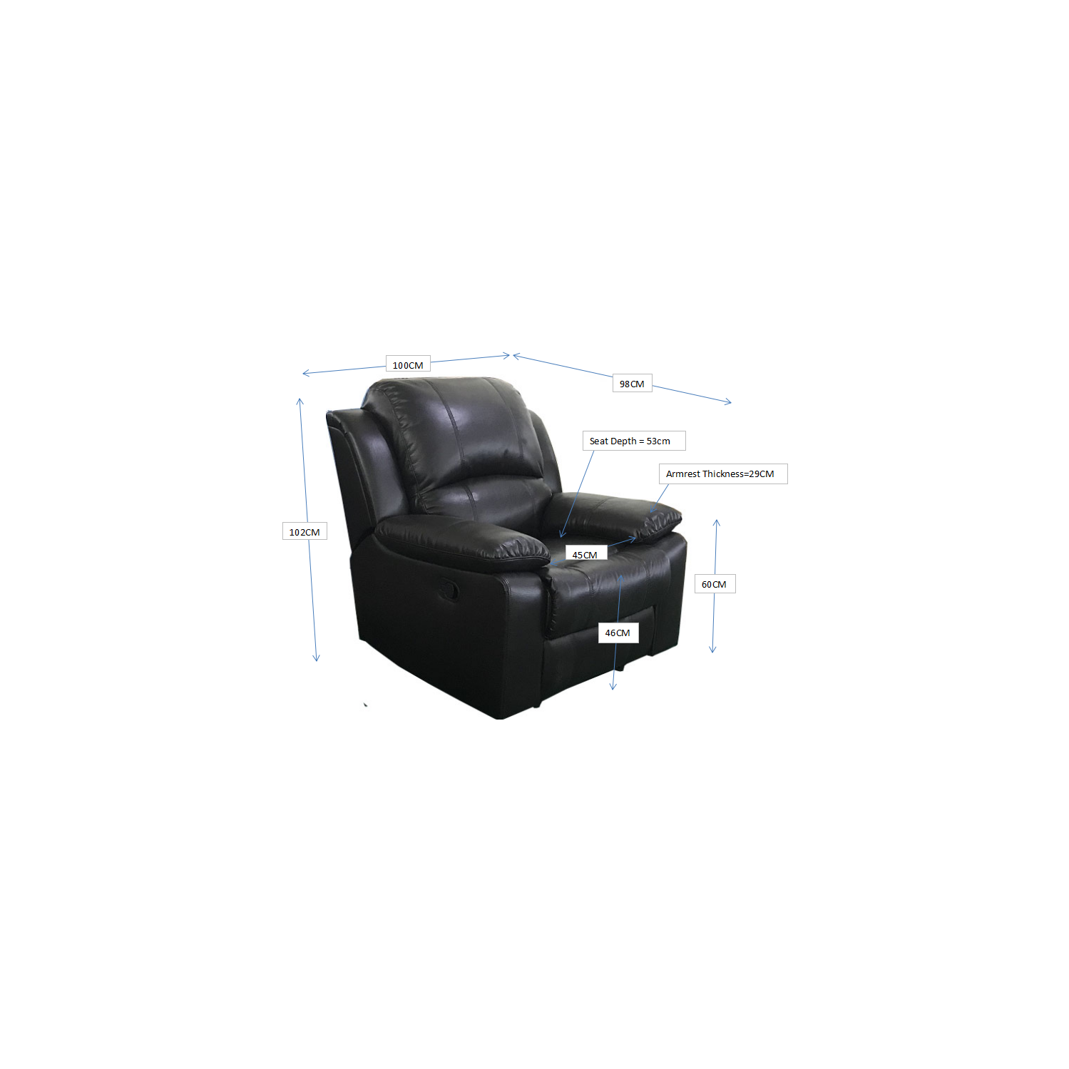 Cinéma maison Alux A-Class Luxury Products&nbsp;: Fauteuil inclinable en cuir de la collection Elite seulement - Brun