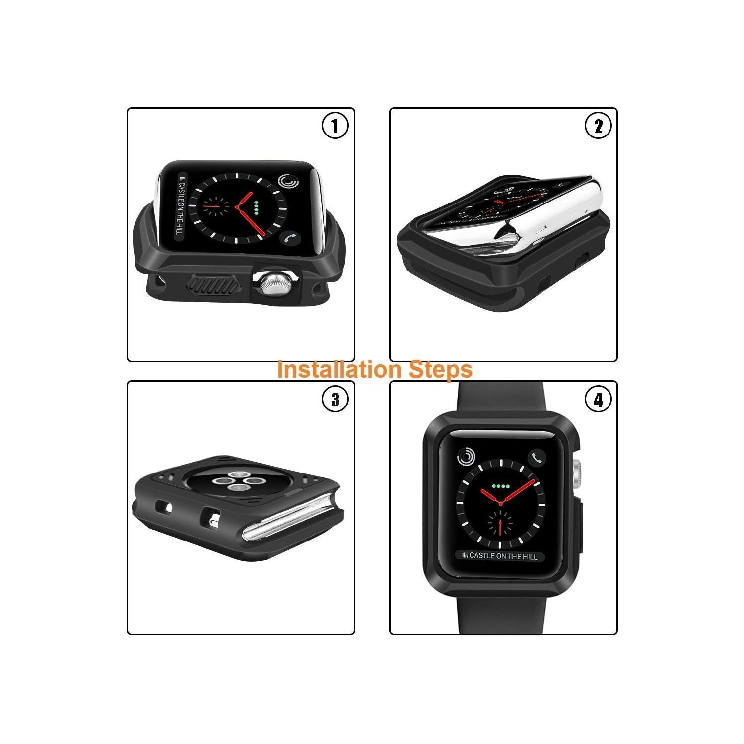 Étui protecteur robuste et résistant aux rayures, antichoc, pour iWatch Series 3, Series 2, Series 1 [Noir] - 38MM