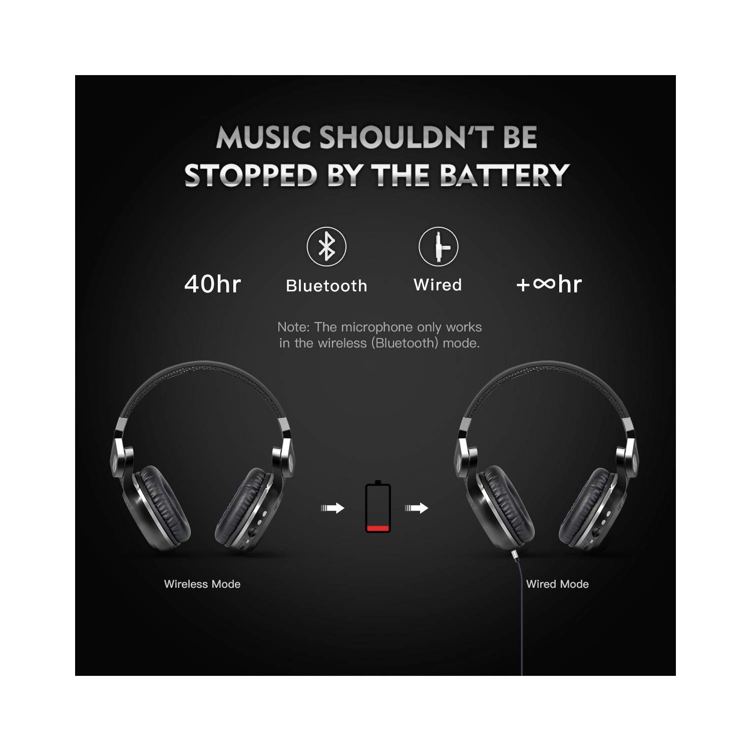 T2 Plus Turbine Wireless Bluetooth Headphones with Mic/Micro SD Card Slot/FM Radio