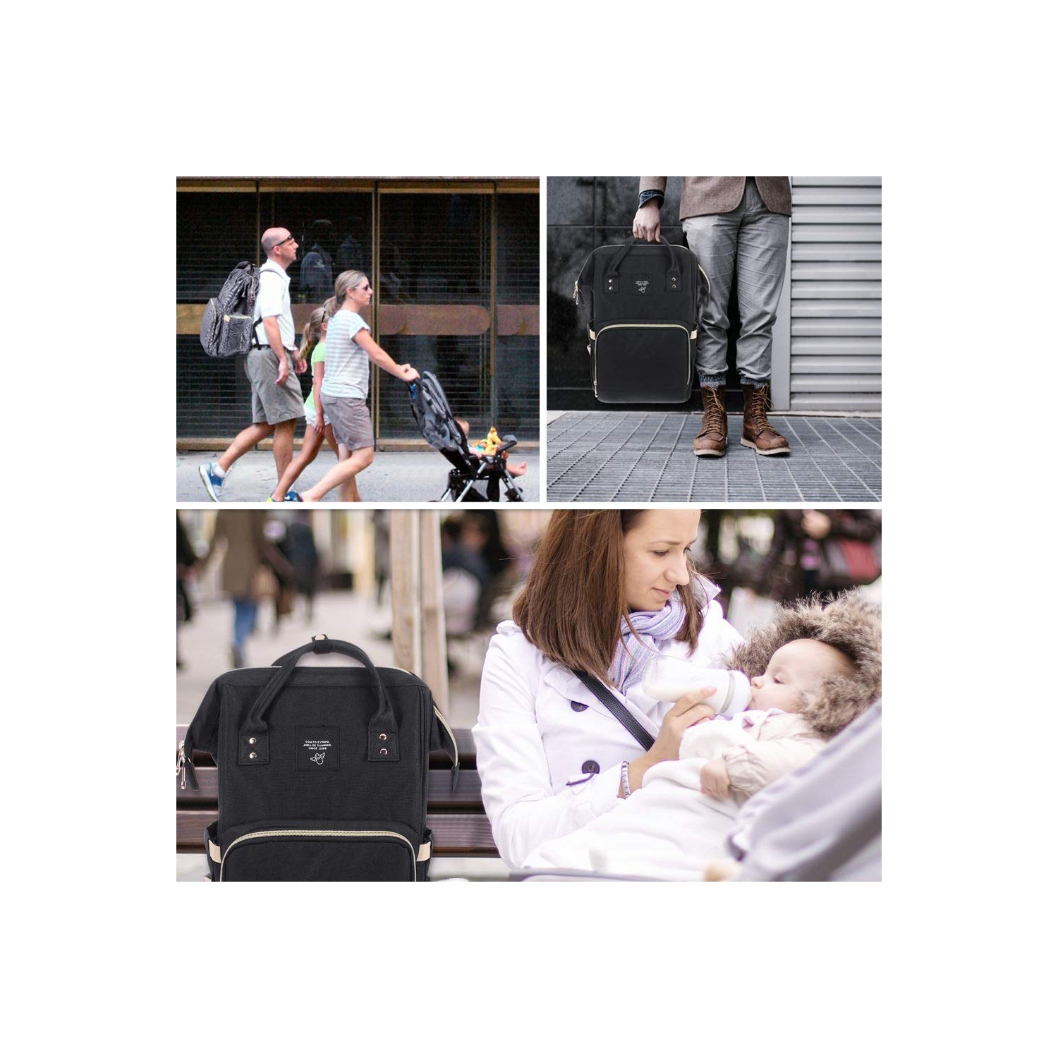 Sac à dos à couches pour bébés; sac à dos de voyage hydrofuge multifonctionnel grande capacité et créatif pour couches