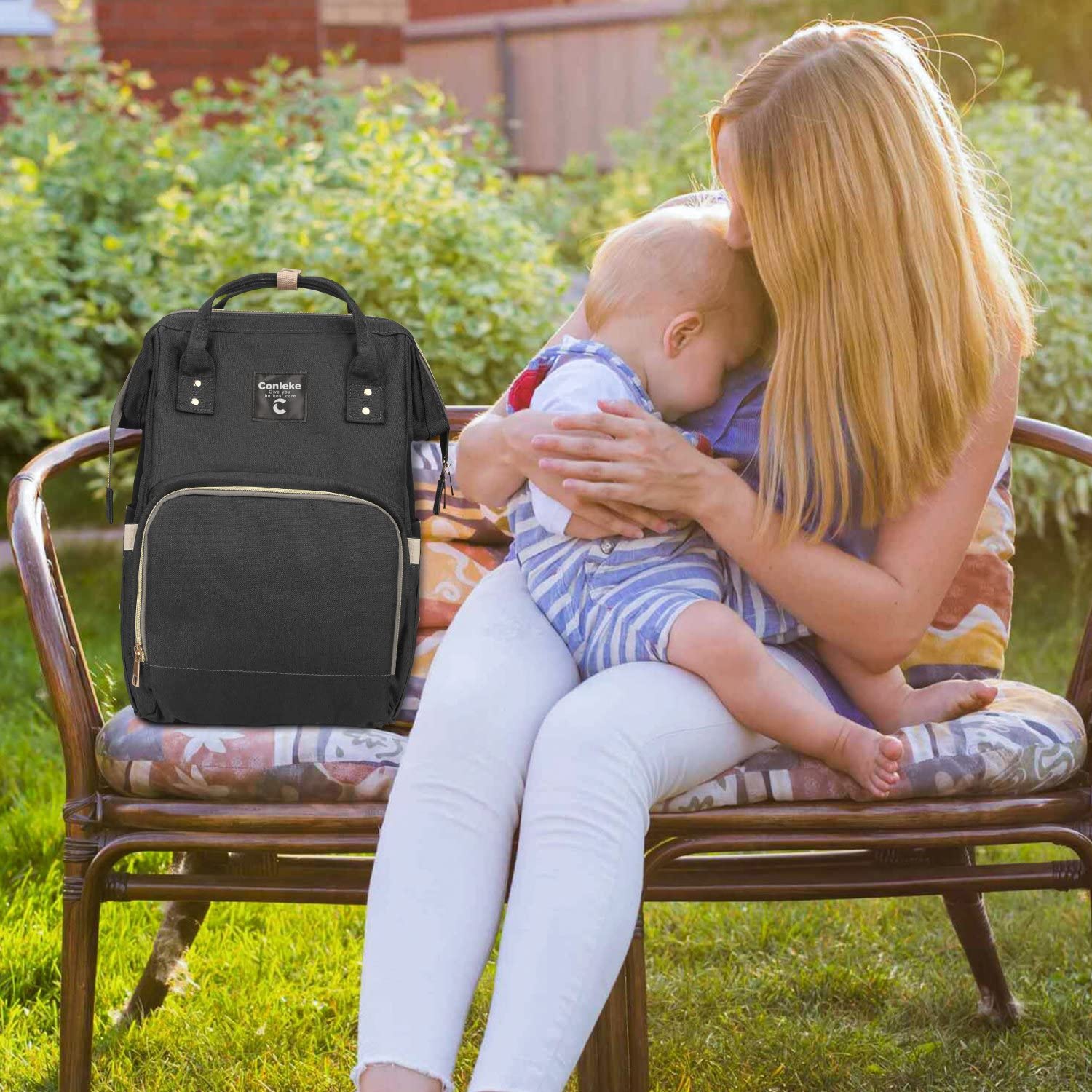 Sac à dos à couches pour bébés; sac à dos de voyage hydrofuge multifonctionnel grande capacité et créatif pour couches