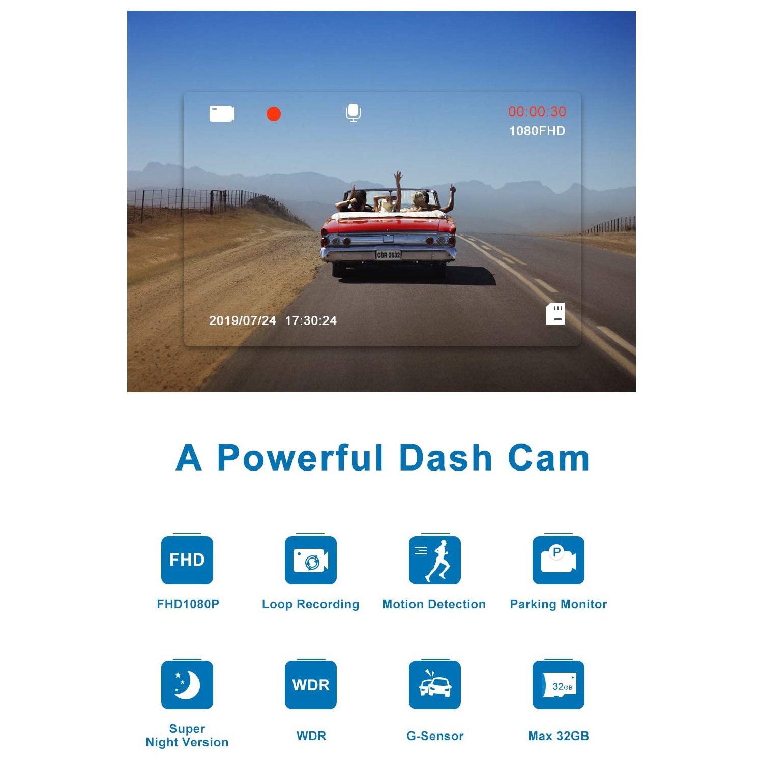 WINGOMART XT Ccv-12/6587 Itek HD DVR Dash Cam Dash Cam with Mic for Audio Recording, Wide Angle Car Camera Video Recorder Black Box with LED Lights