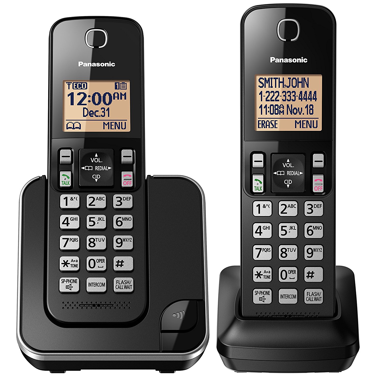 Panasonic KX-TGC352B Expandable Cordless Phone with Amber Backlit Display - 2 Handsets