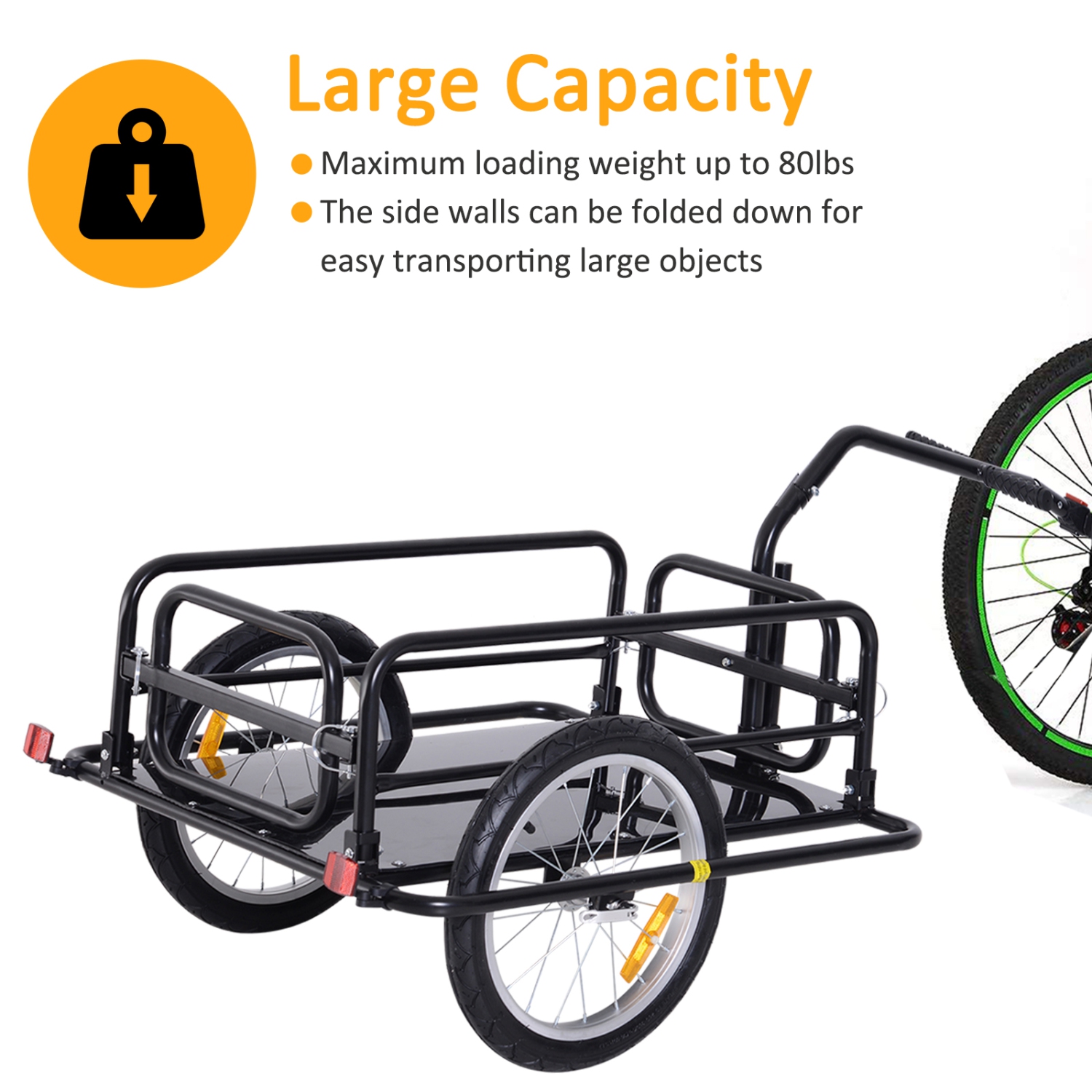 Aosom Folding Bicycle Cargo Trailer with Hitch Black