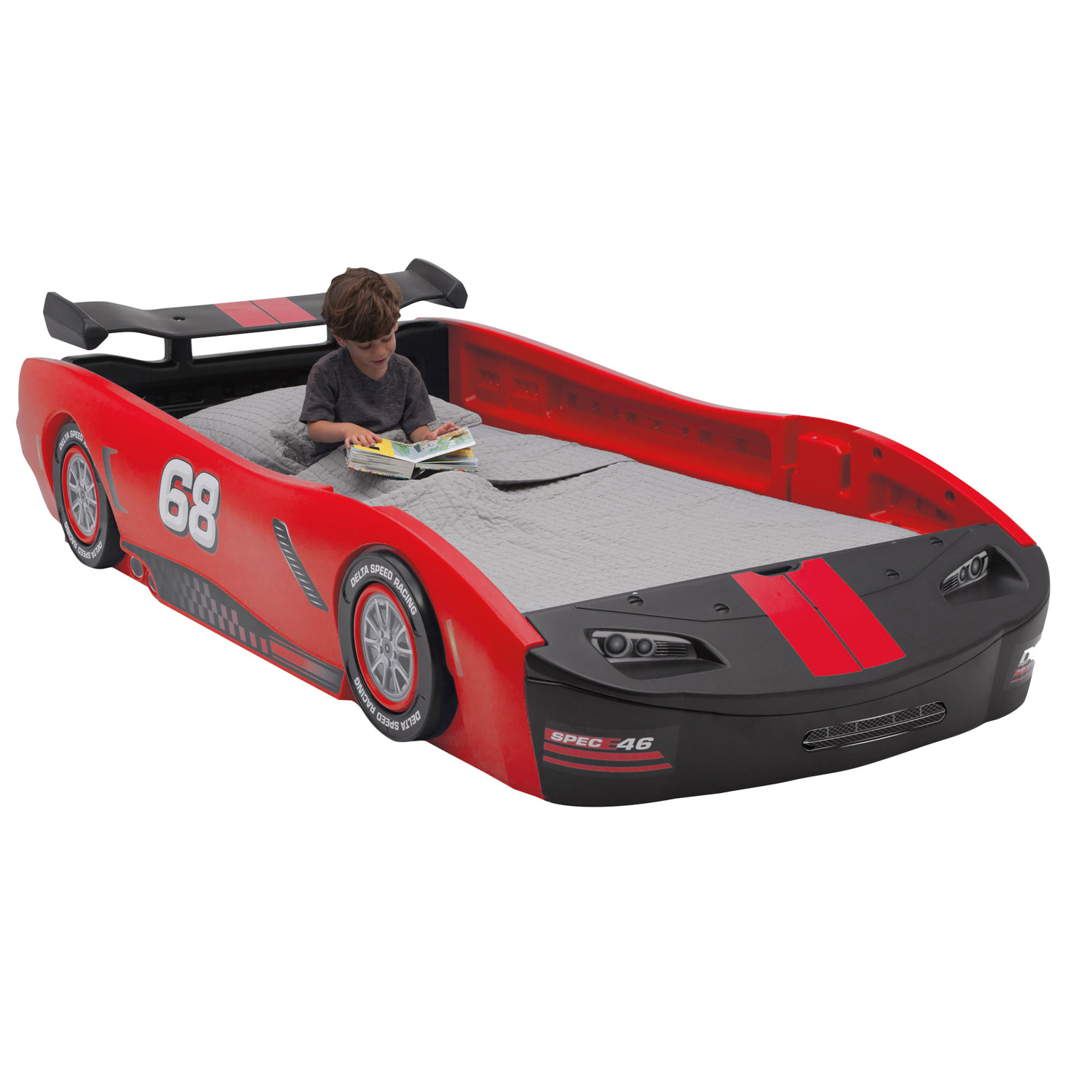 Lit pour enfants en voiture de course turbo - Lit jumeau - Rouge