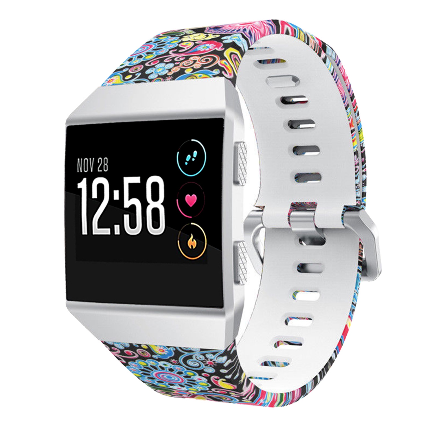 StrapsCo Artistic Pattern Silicone Rubber Watch Band Strap for Fitbit Ionic - Psychedelic