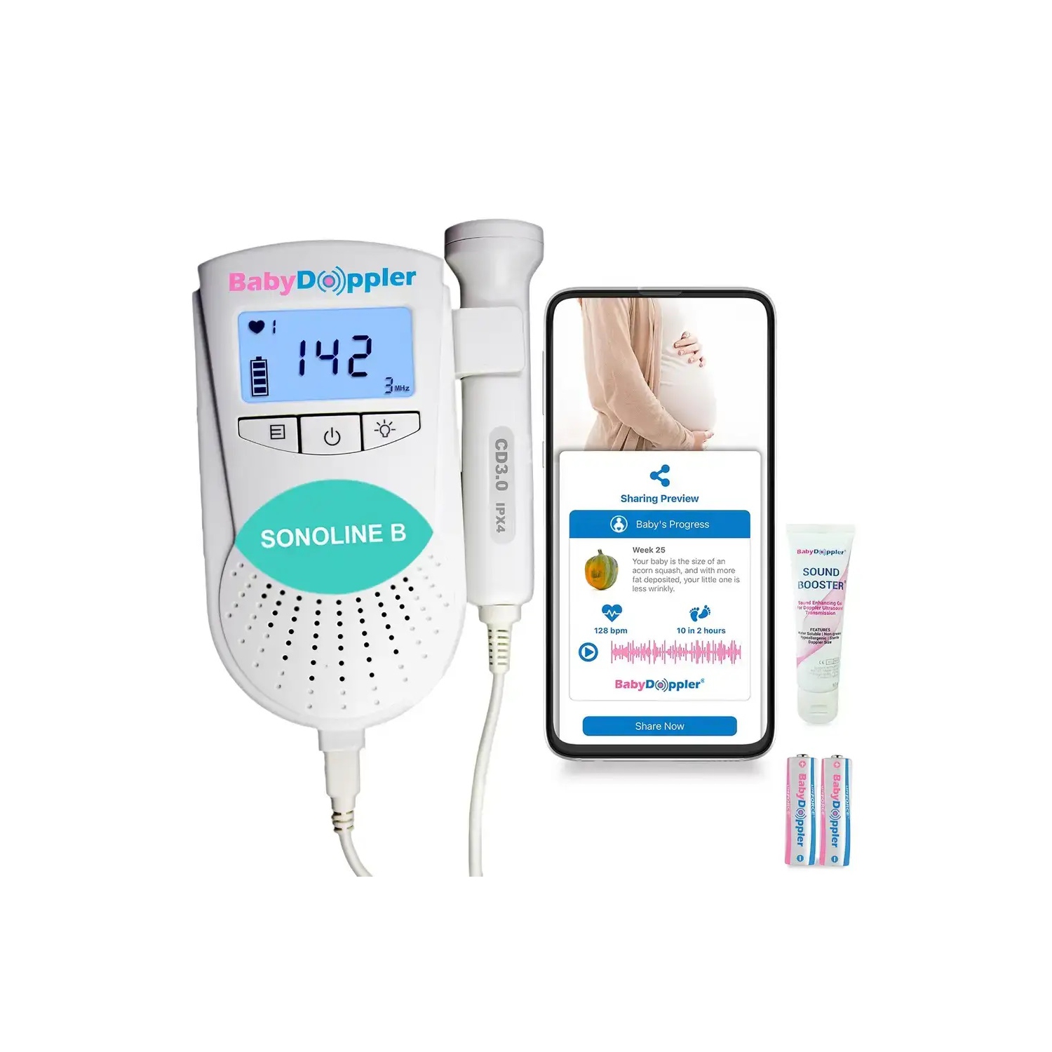 Sonoline B Teal with 3MHz Doppler Probe - The Authentic Fetal Doppler from Baby Doppler
