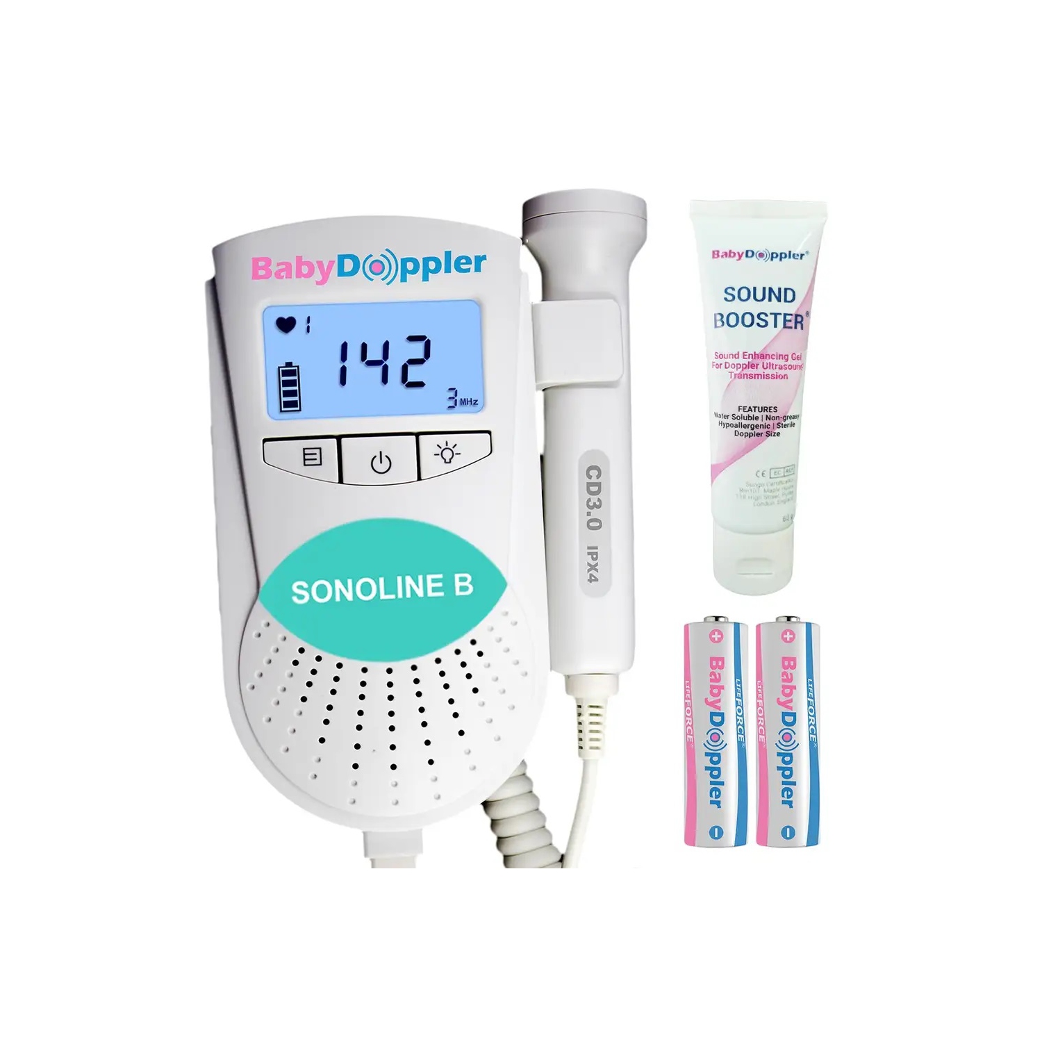 BE-fr Doppler Fœtale 3MHz Bleu Sonoline B, moniteur cardiaque bébé,  rétroéclai