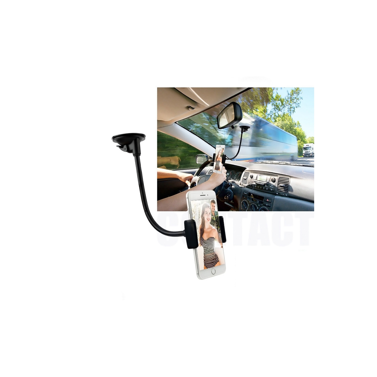 Support à bras très long pour téléphone au pare-brise Suckion Cup d’axGear pour voiture