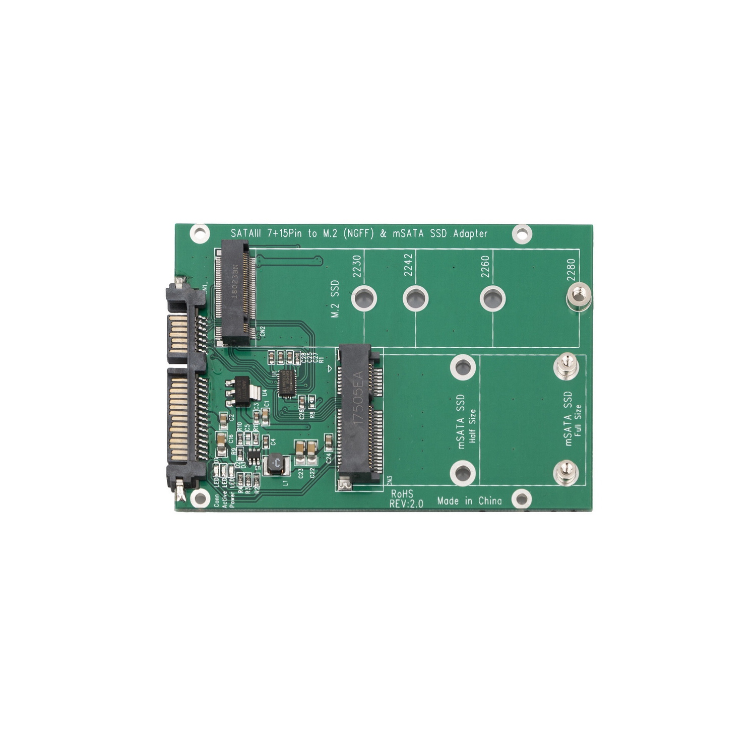 Adaptateur de convertisseur SSD mSATA/M2 NGFF vers SATA d’axGear, 2-en-1