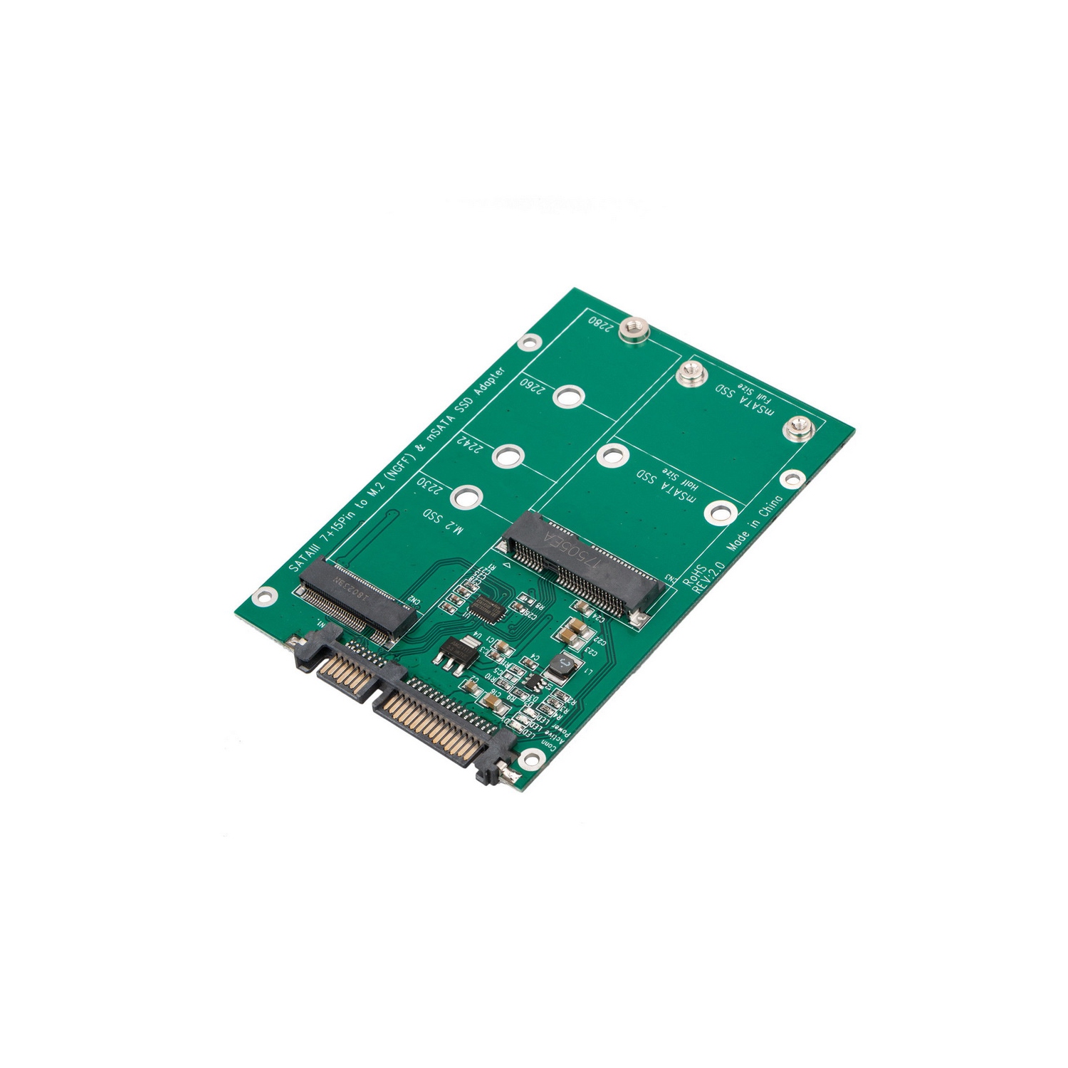 Adaptateur de convertisseur SSD mSATA/M2 NGFF vers SATA d’axGear, 2-en-1
