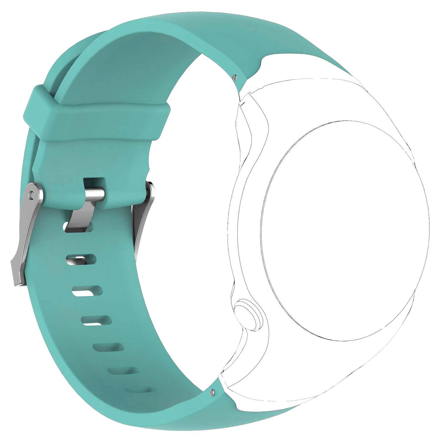 StrapsCo Classic Silicone Rubber Replacement Watch Band Strap (with tool & pins) for Garmin Approach S3 - Turquoise